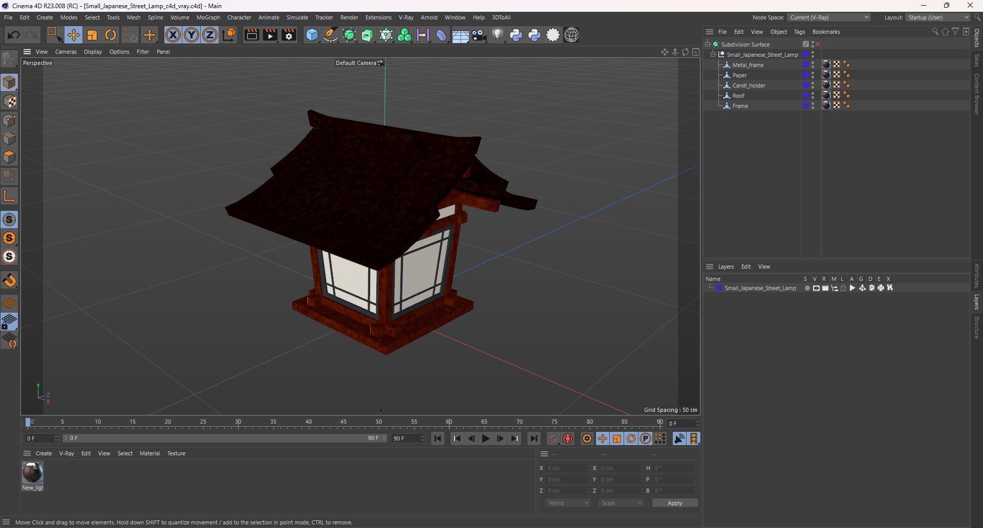 3D Small Japanese Street Lamp