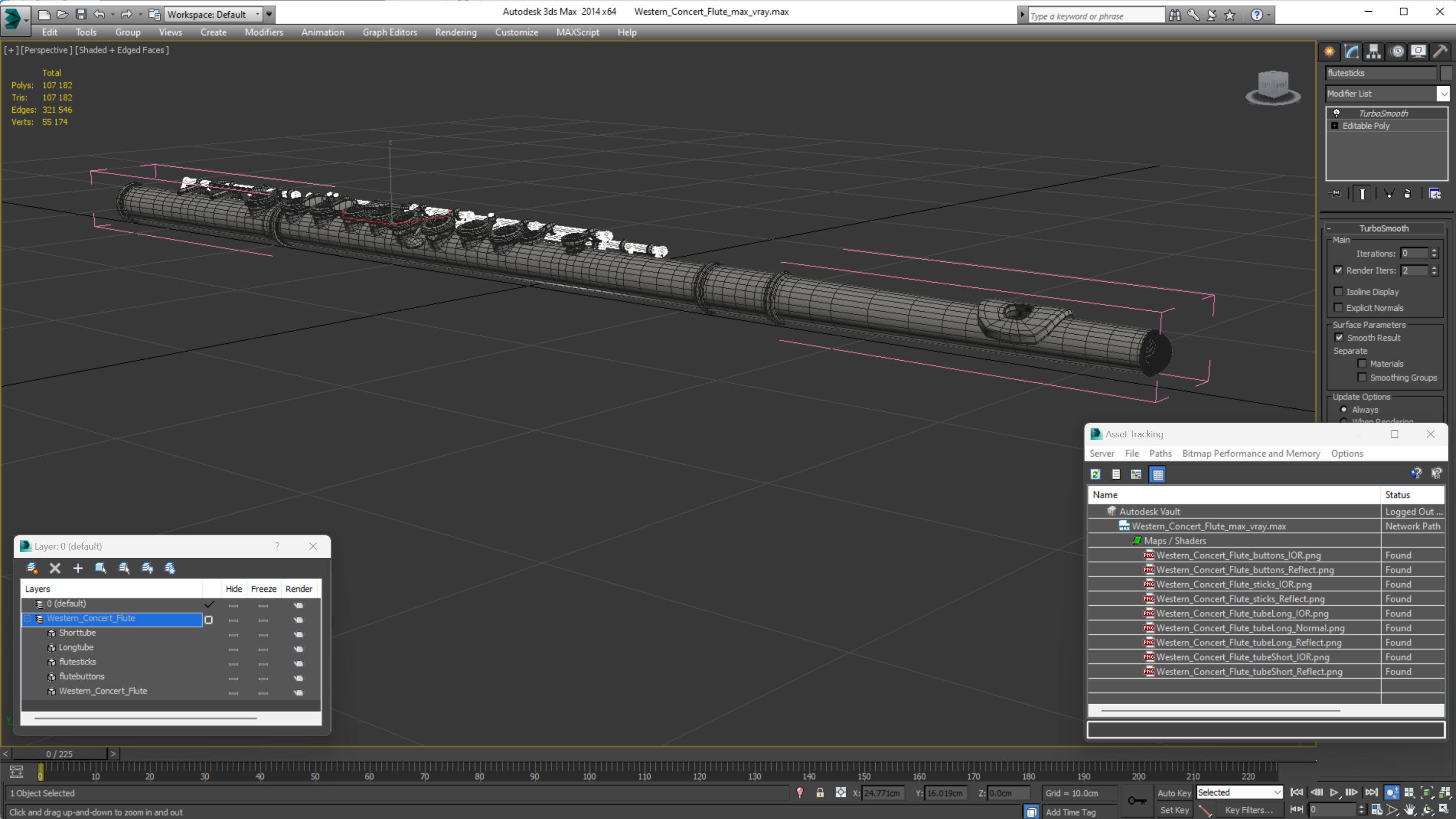 3D Western Concert Flute