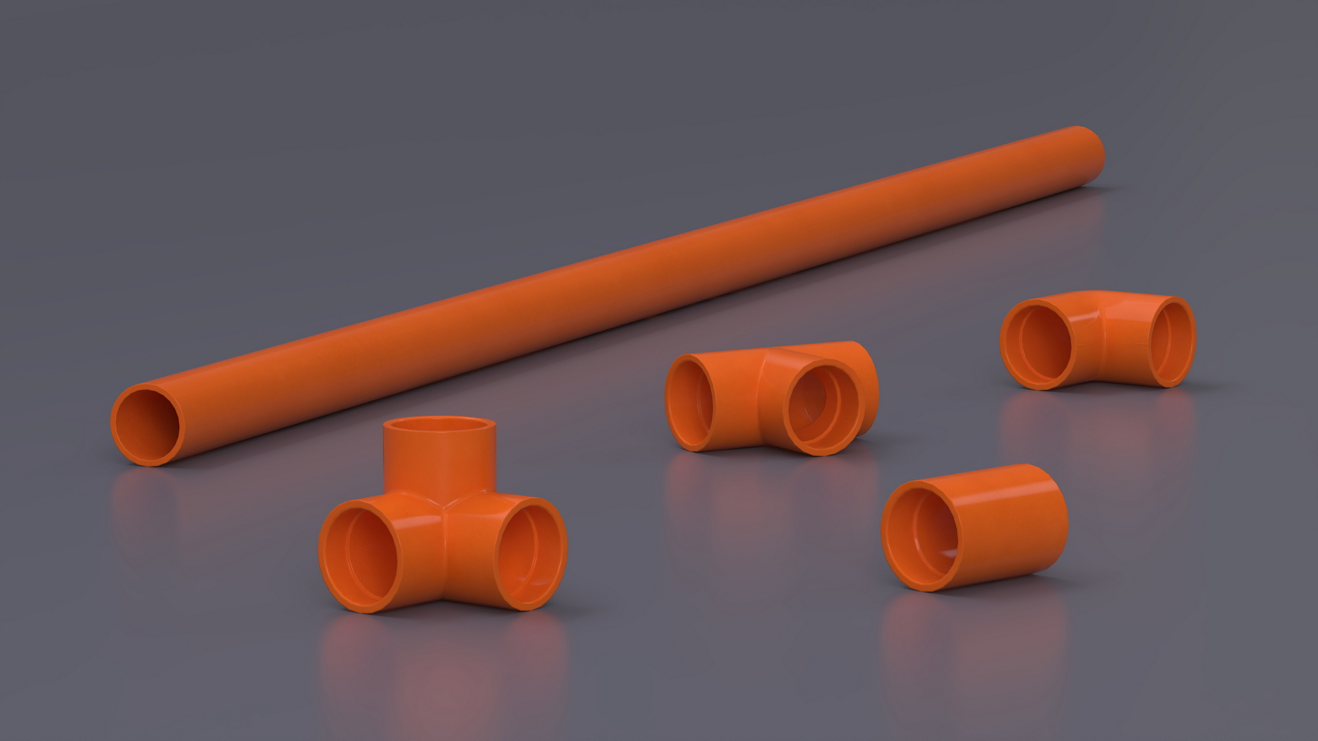 Five Different PVC Fittings 5.1D 3D