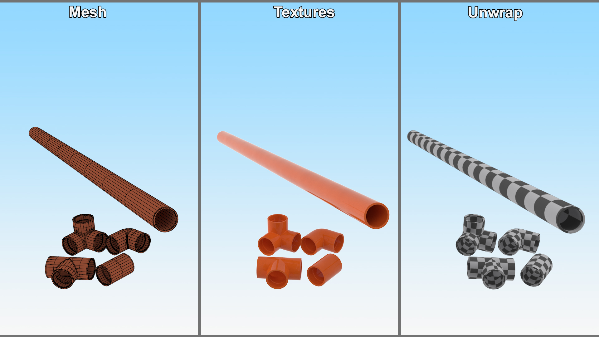 Five Different PVC Fittings 5.1D 3D