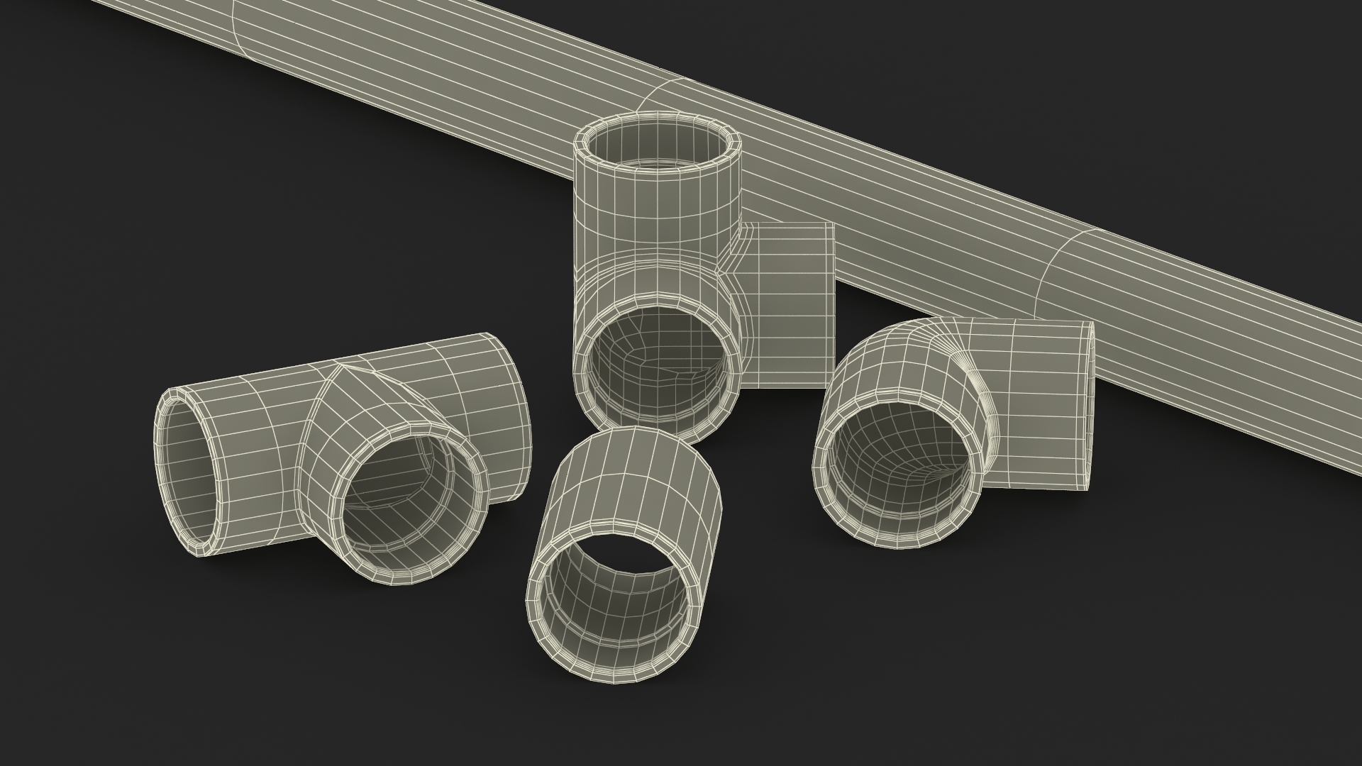 Five Different PVC Fittings 5.1D 3D