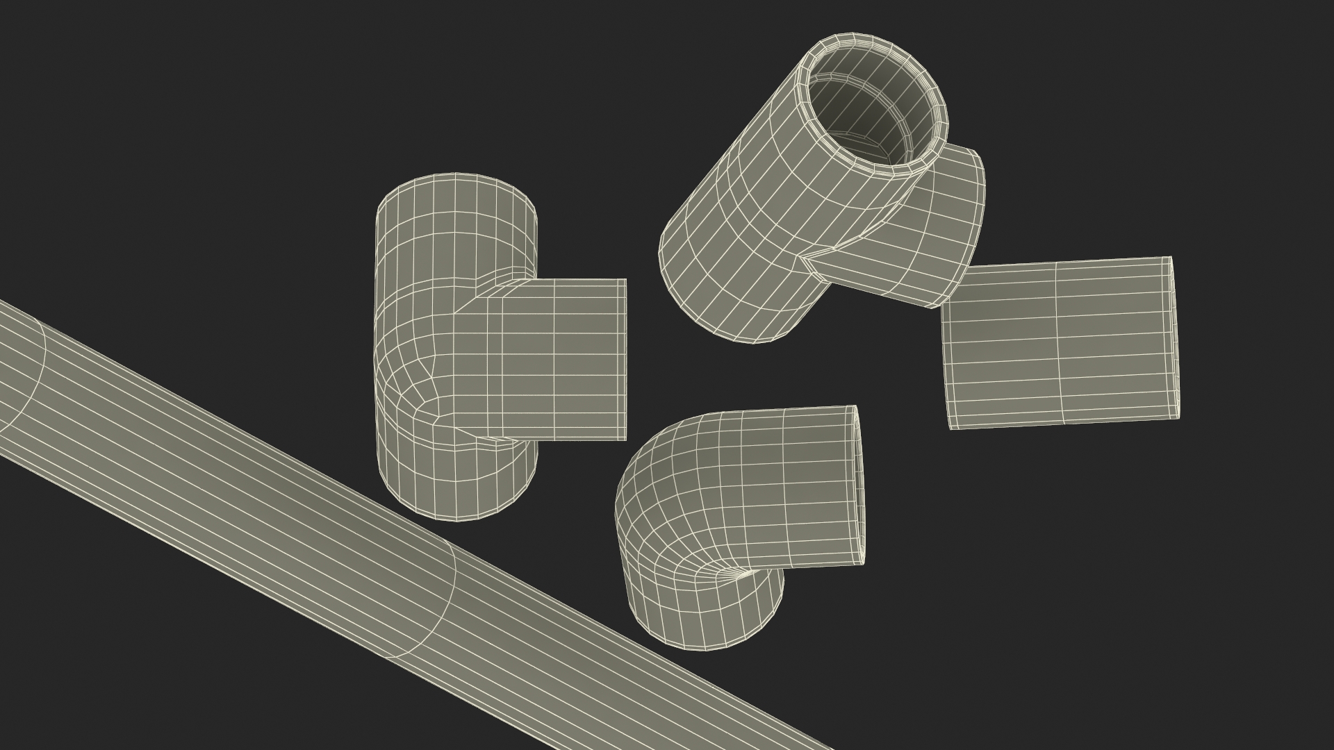 Five Different PVC Fittings 5.1D 3D