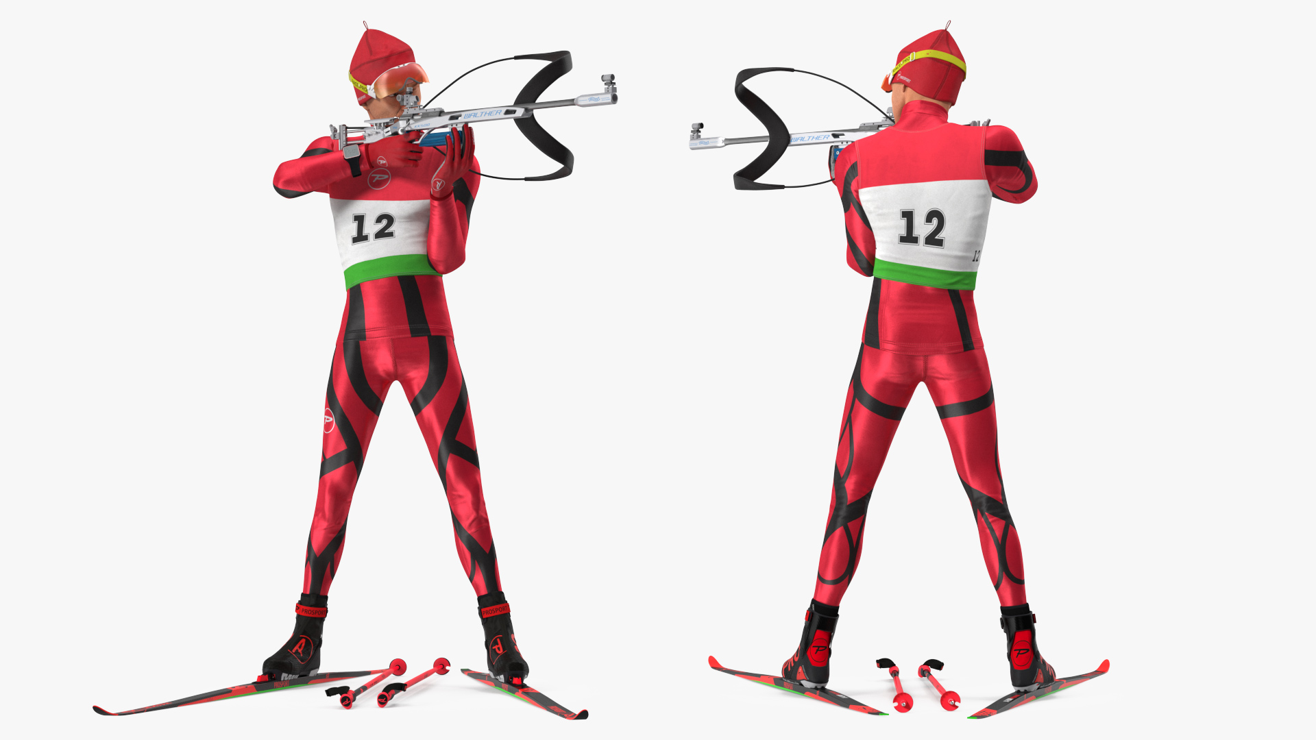 3D Biathlete Fully Equipped Rigged
