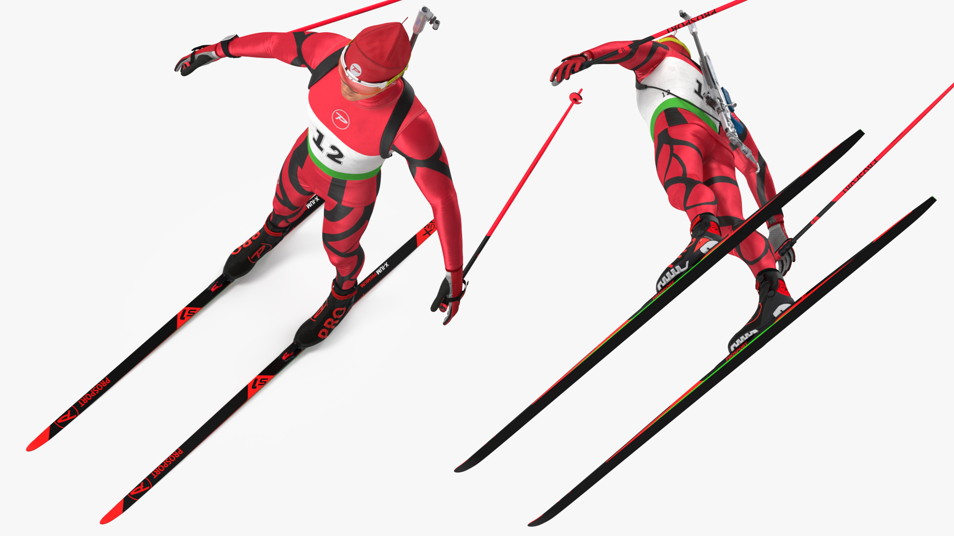 3D Biathlete Fully Equipped Rigged