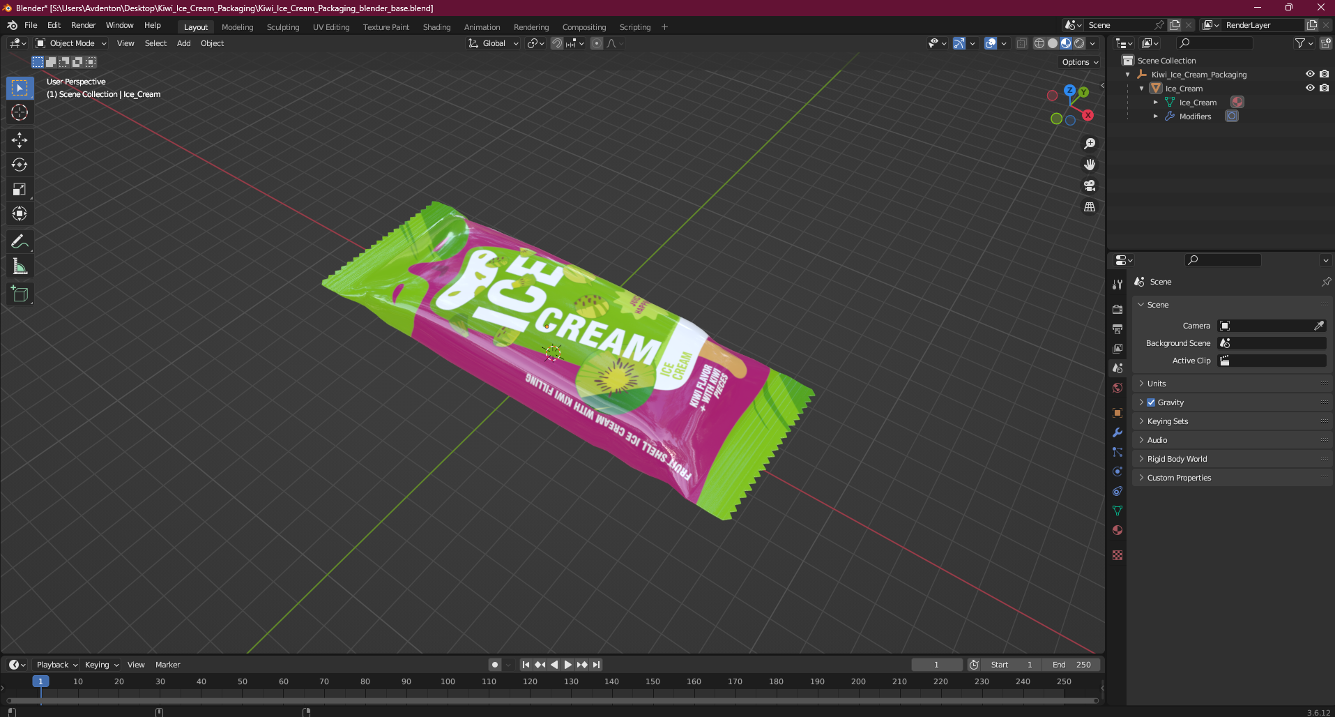 Kiwi Ice Cream Packaging 3D model