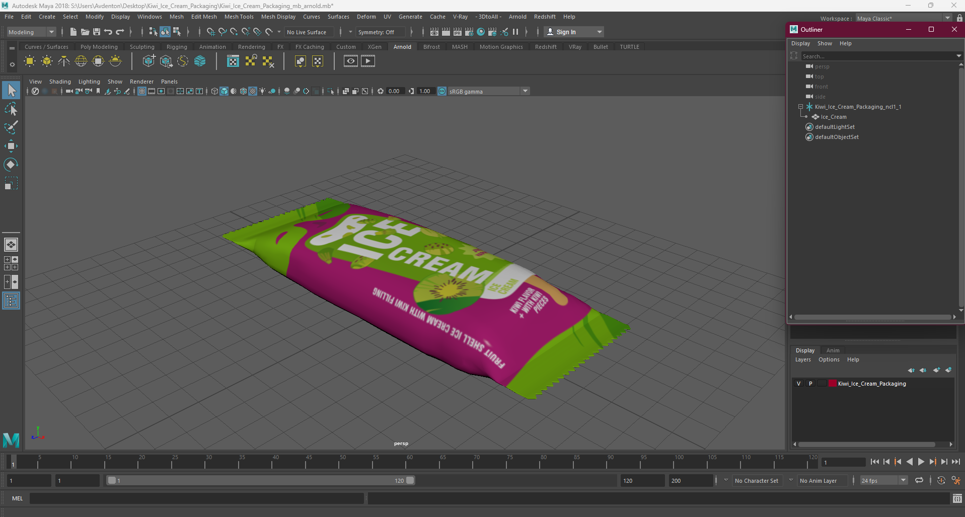 Kiwi Ice Cream Packaging 3D model