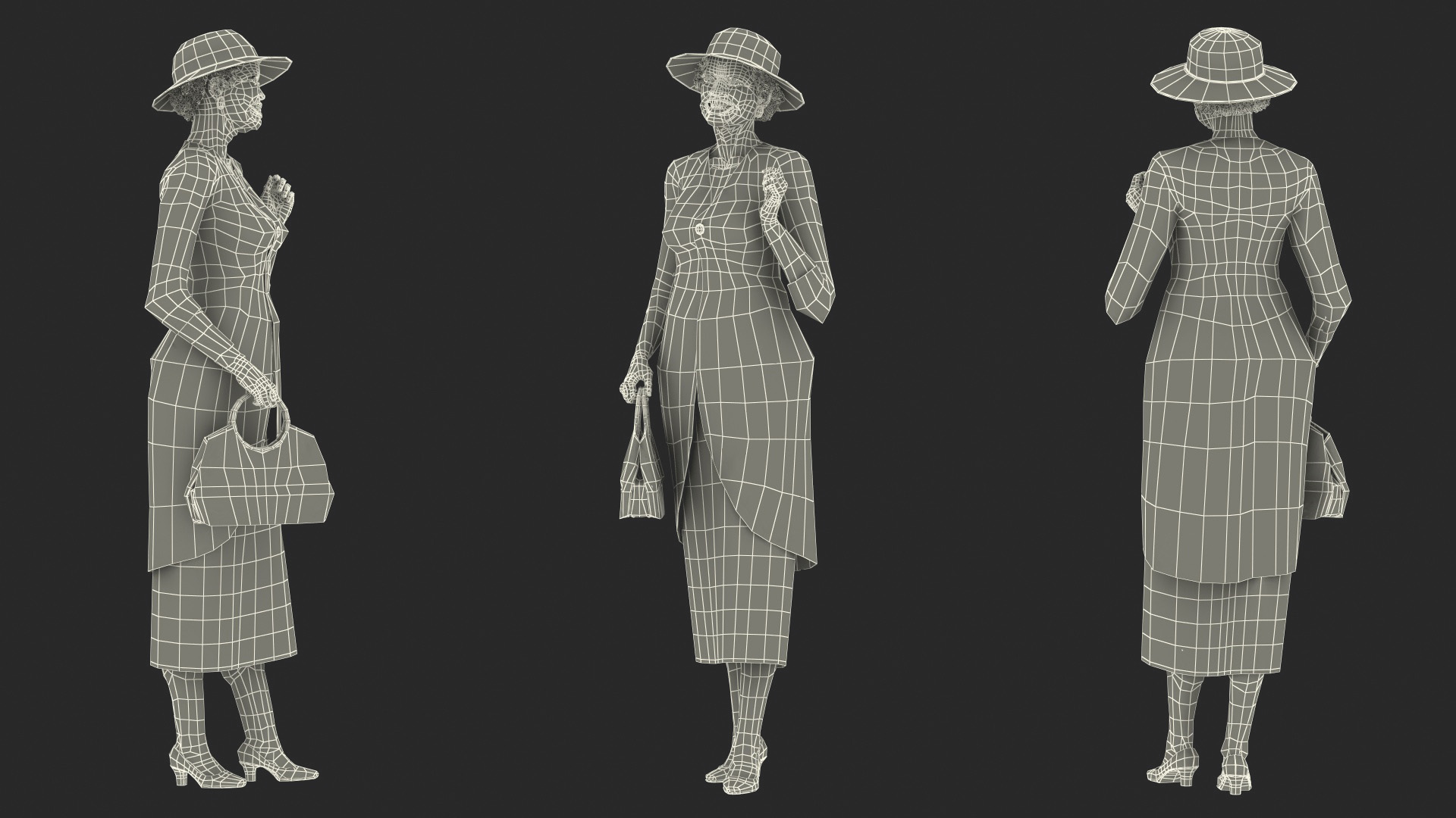 Afro American Grandma Party Dress Standing 3D