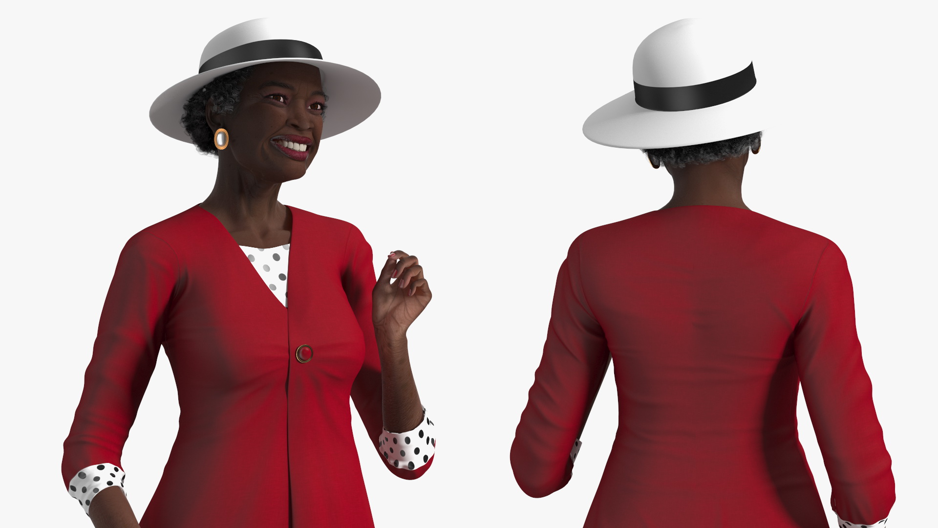 Afro American Grandma Party Dress Standing 3D