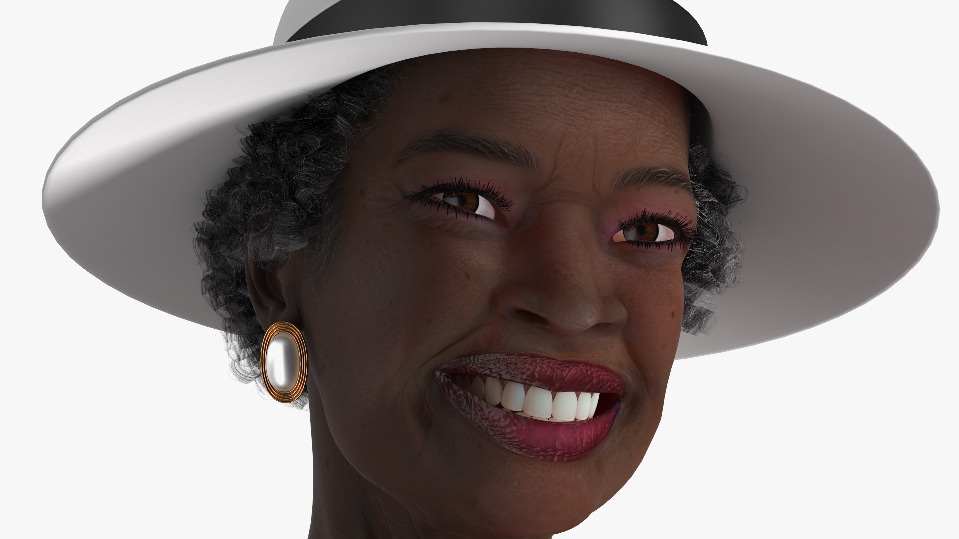 Afro American Grandma Party Dress Standing 3D
