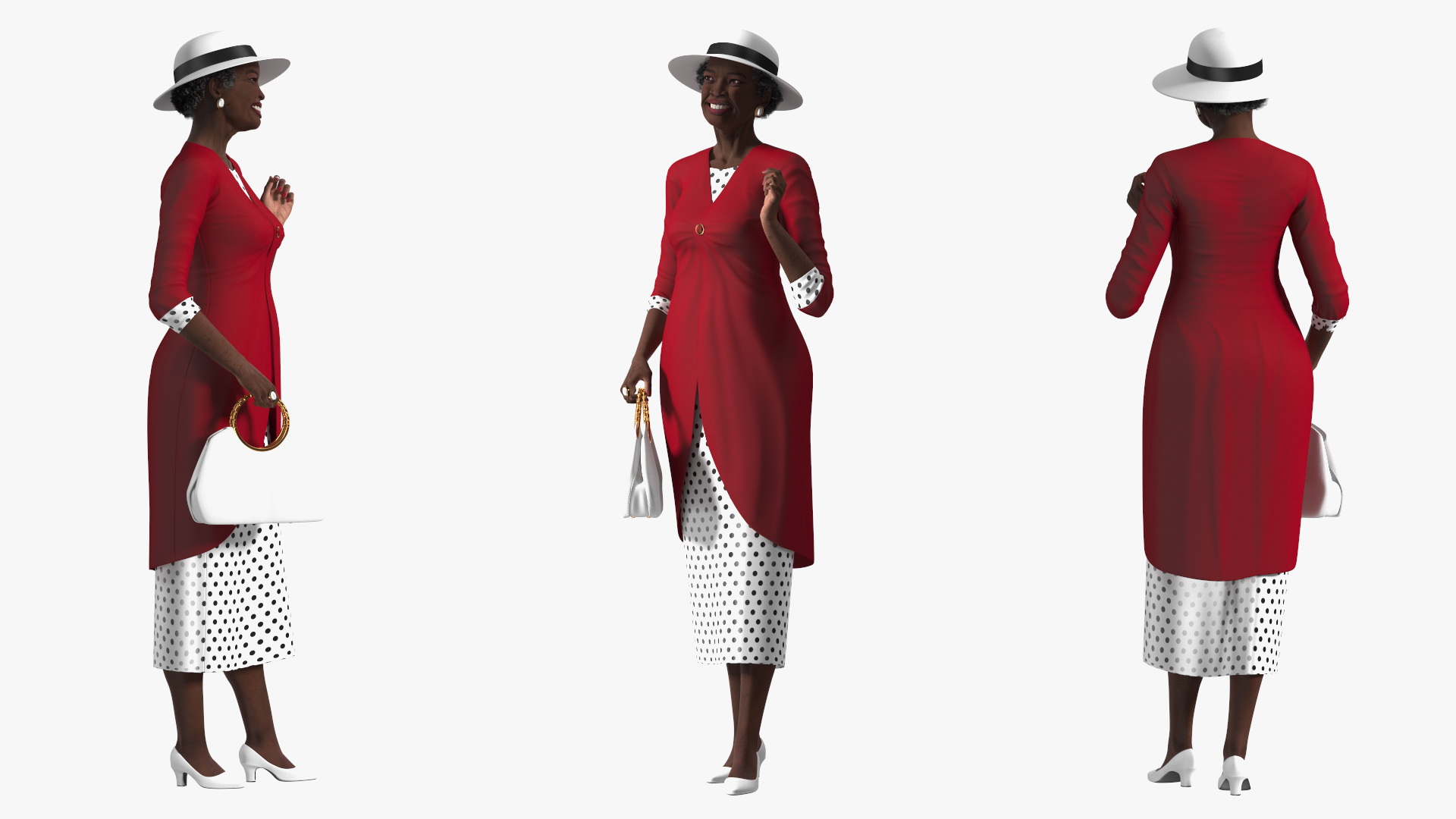 Afro American Grandma Party Dress Standing 3D