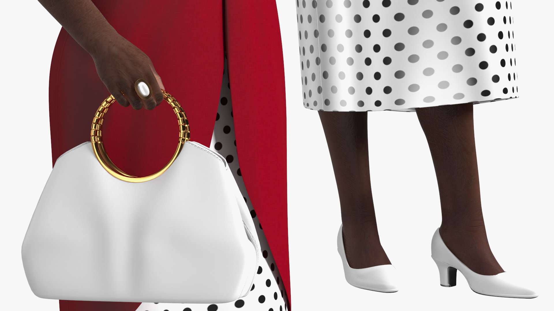 Afro American Grandma Party Dress Standing 3D