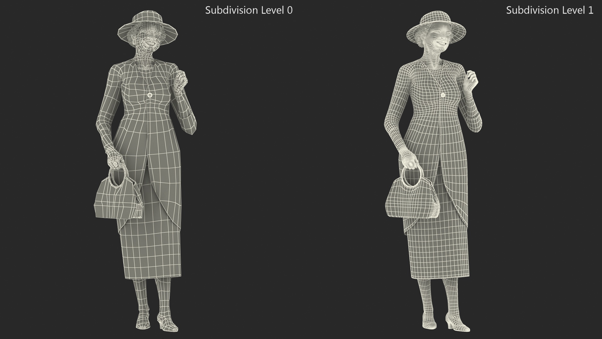 Afro American Grandma Party Dress Standing 3D