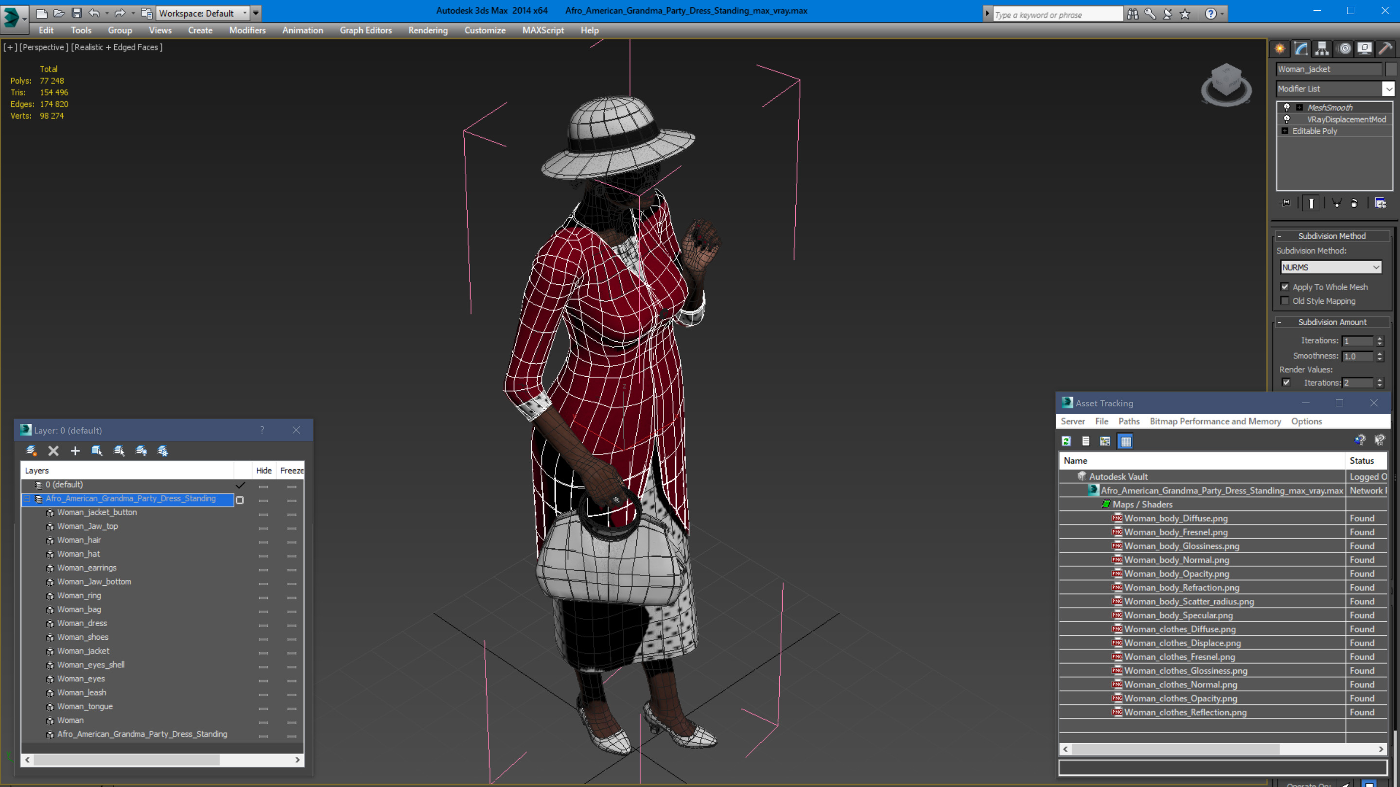 Afro American Grandma Party Dress Standing 3D
