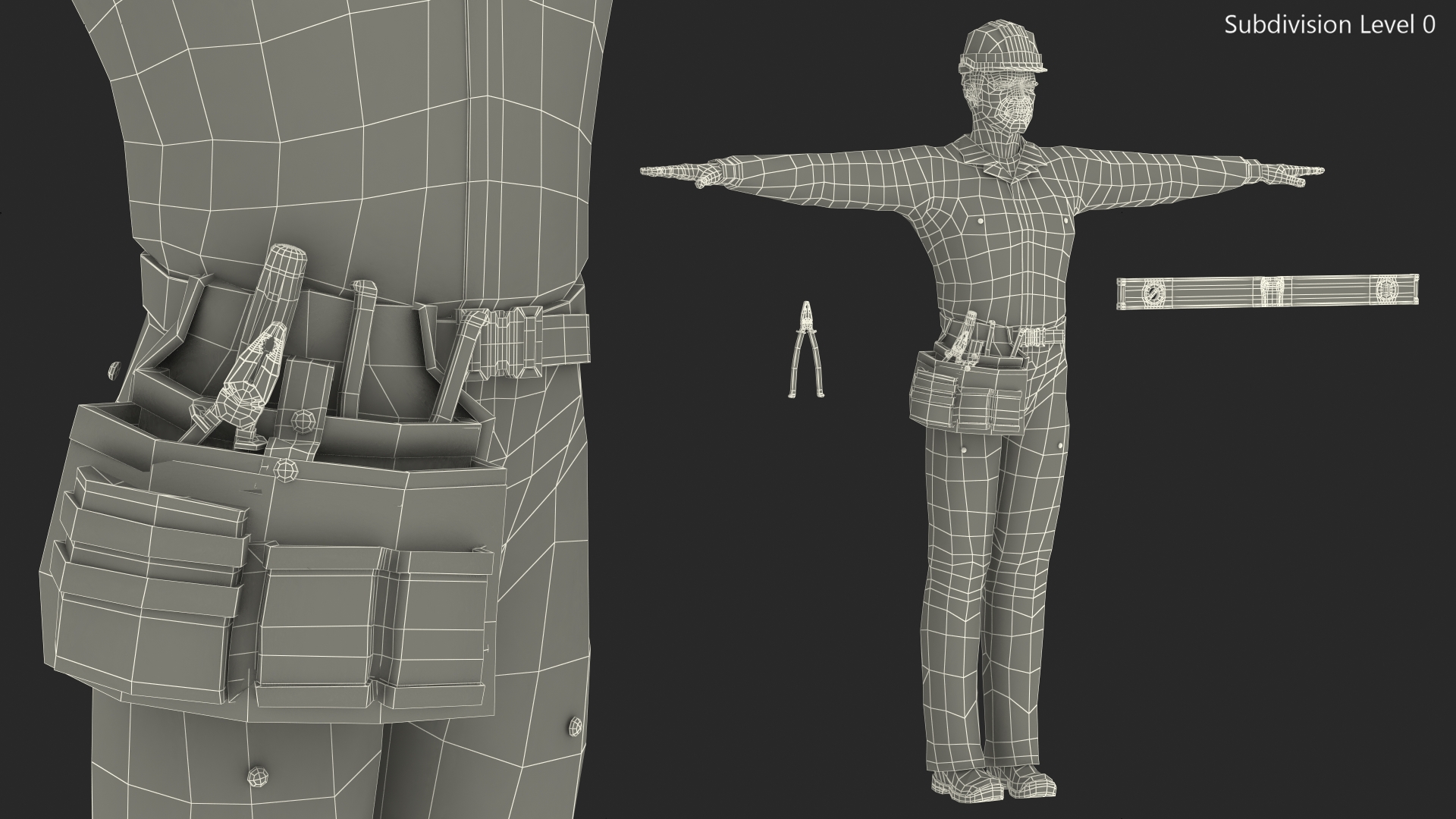 3D Dark Skinned Black Builder T Pose model
