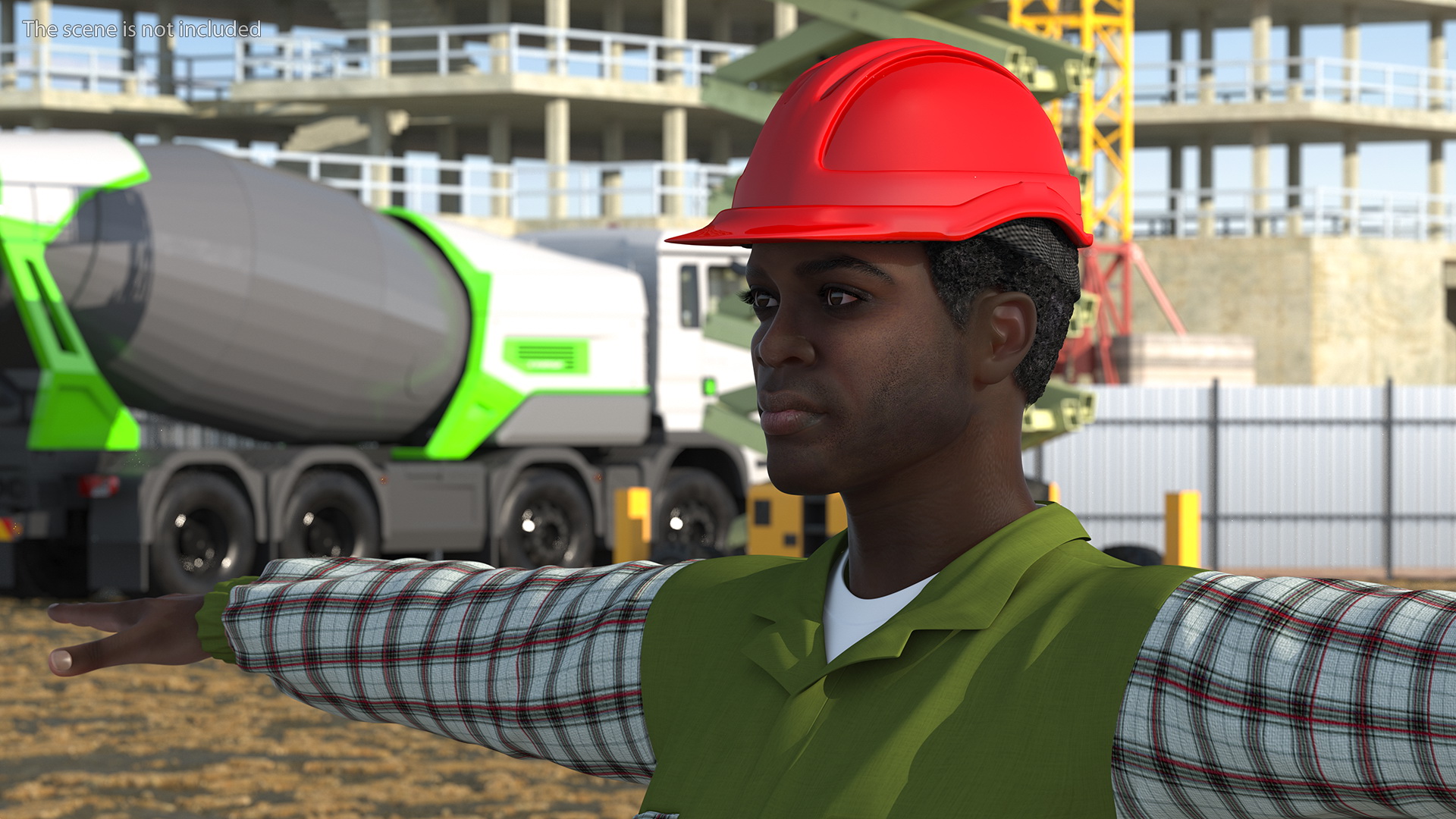 3D Dark Skinned Black Builder T Pose model