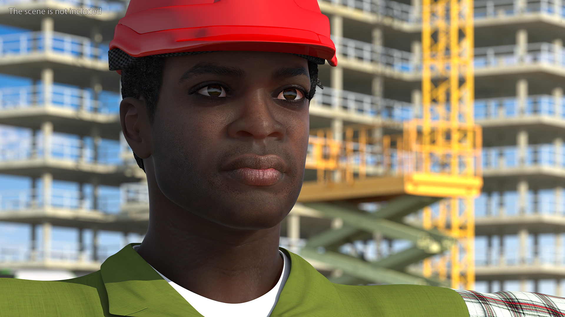 3D Dark Skinned Black Builder T Pose model