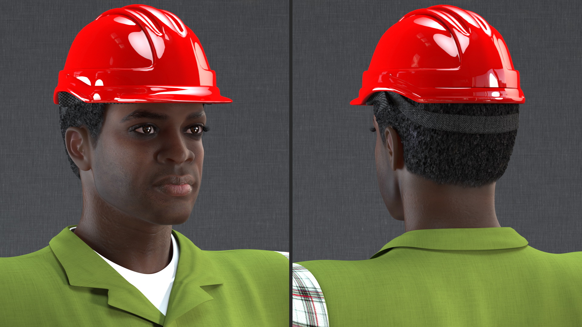 3D Dark Skinned Black Builder T Pose model