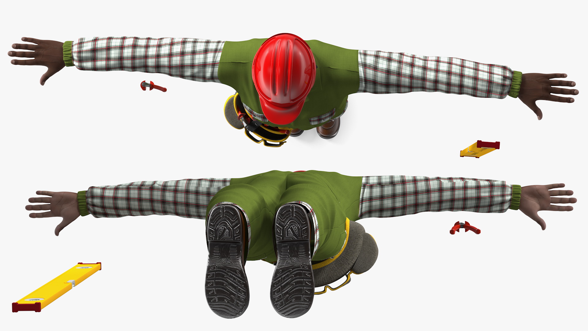 3D Dark Skinned Black Builder T Pose model