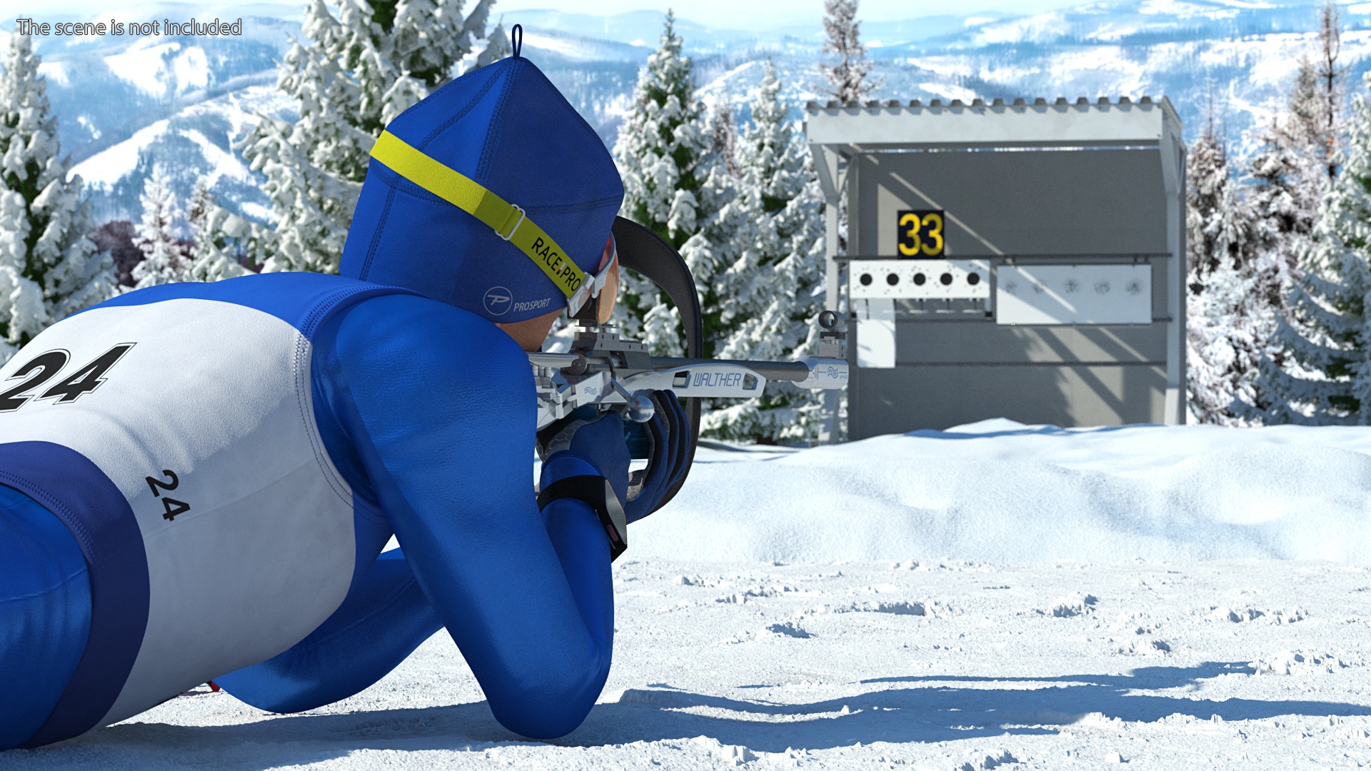 Biathlete Fully Equipped USA Team Shooting Pose 3D
