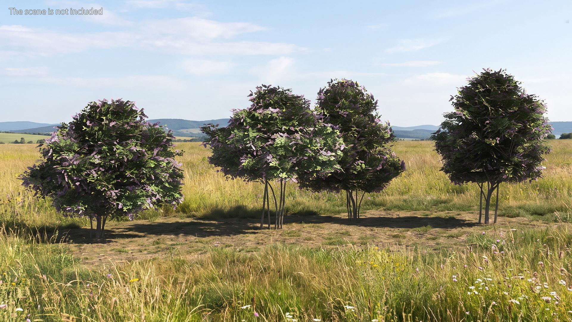 Low Poly Garden Lilac Shrub Set Purple Green, view 2