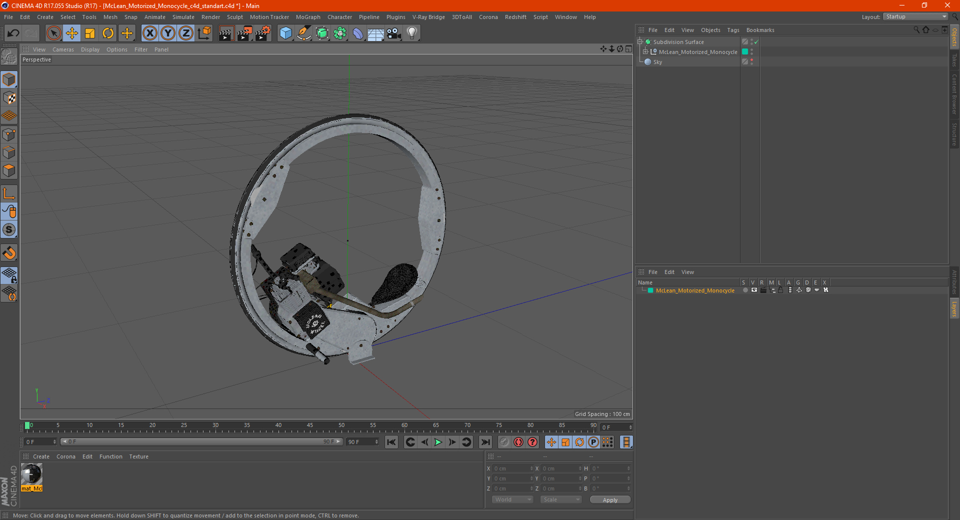 3D McLean Motorized Monocycle