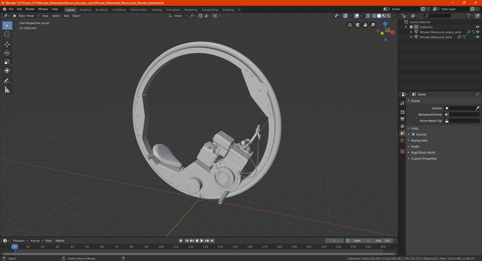 3D McLean Motorized Monocycle