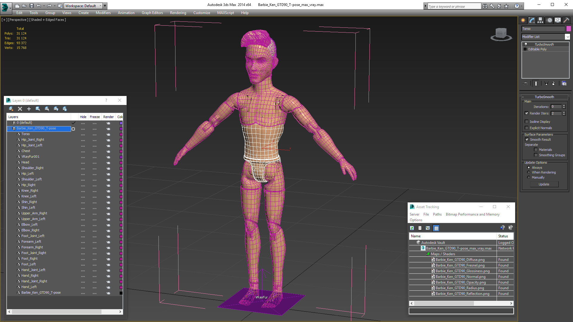 Barbie Ken GTD90 T-pose Fur 3D