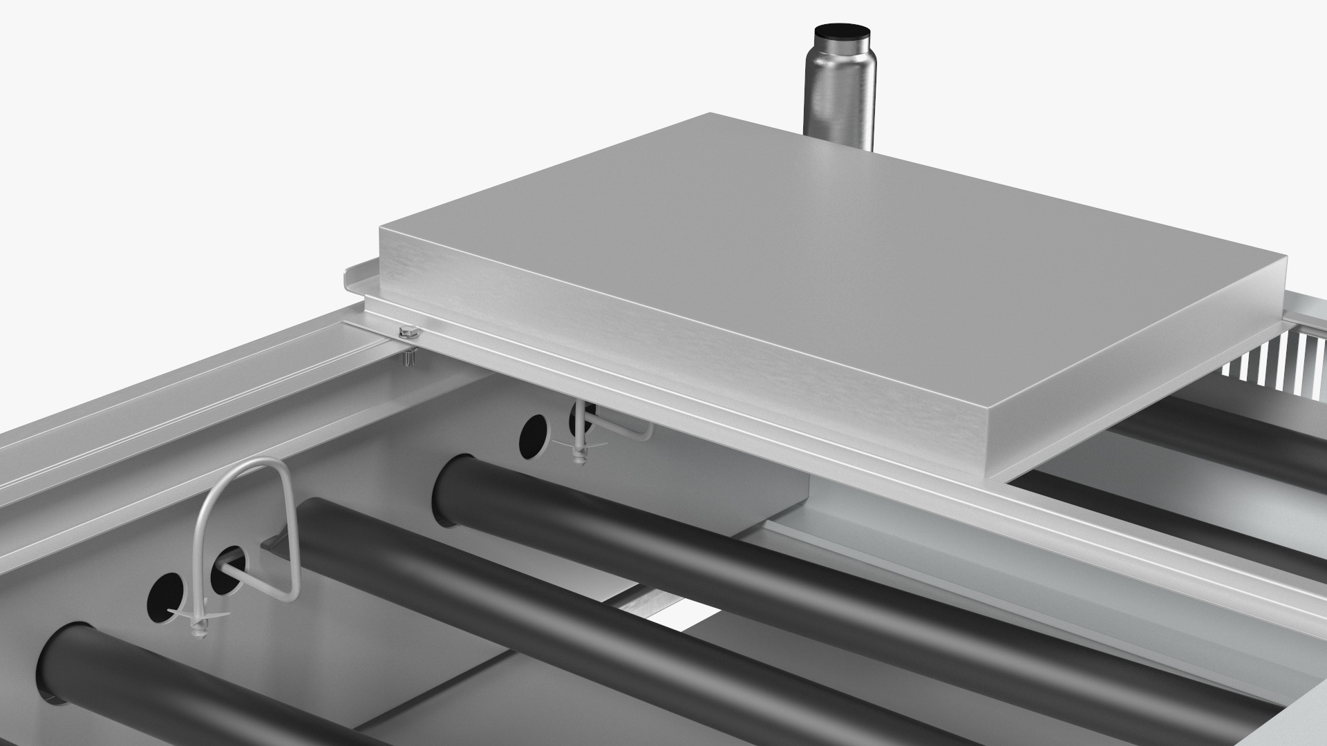Large Flat Top Gas Countertop Griddle with Meat 3D