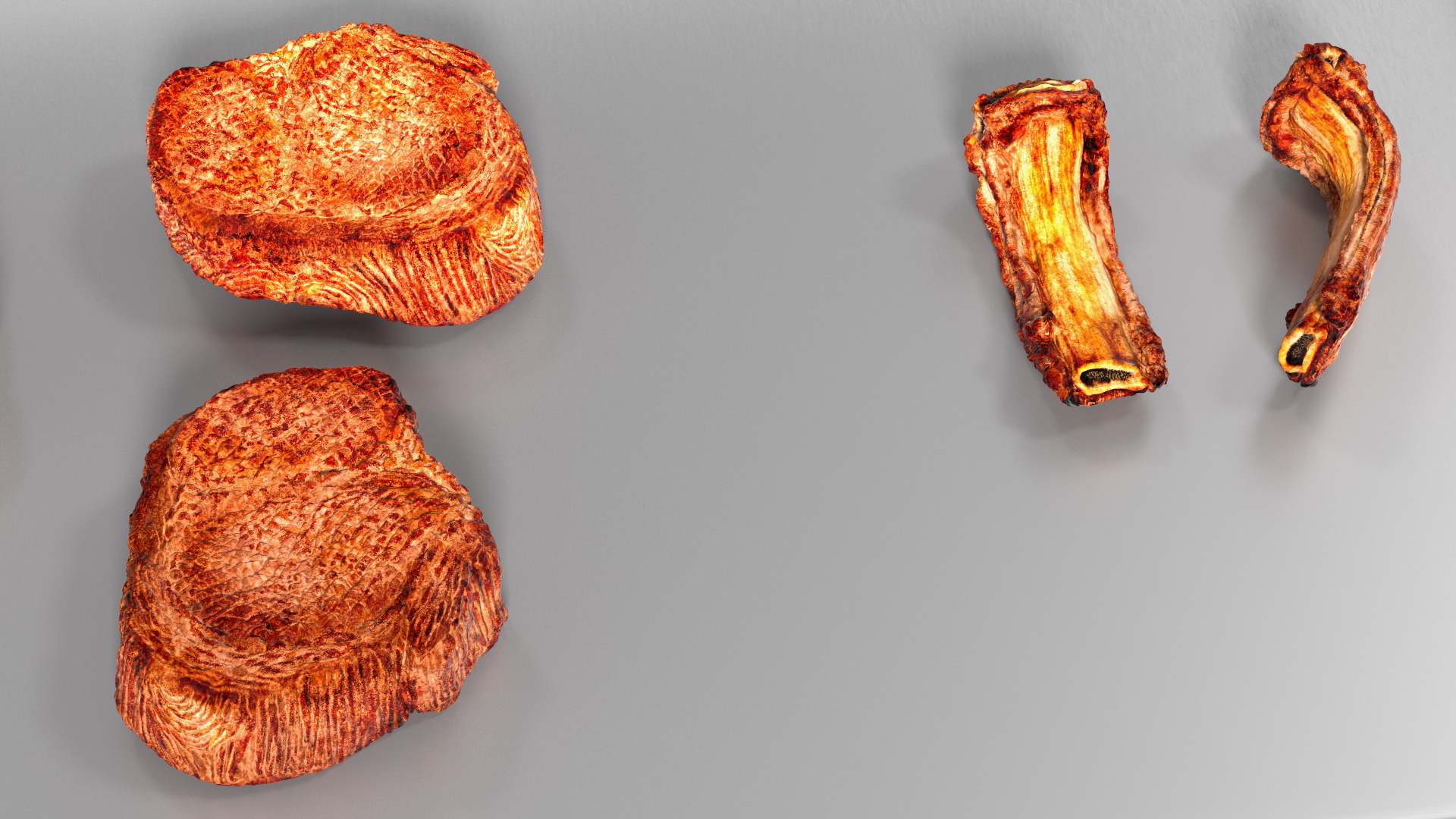 Large Flat Top Gas Countertop Griddle with Meat 3D