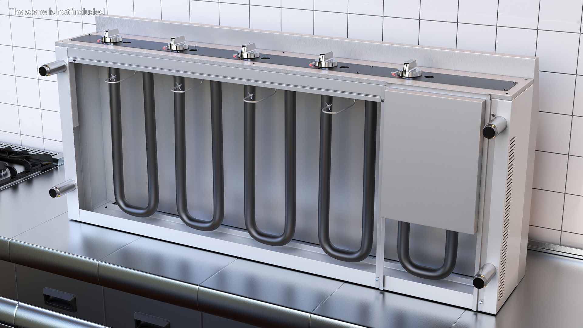 Large Flat Top Gas Countertop Griddle with Meat 3D