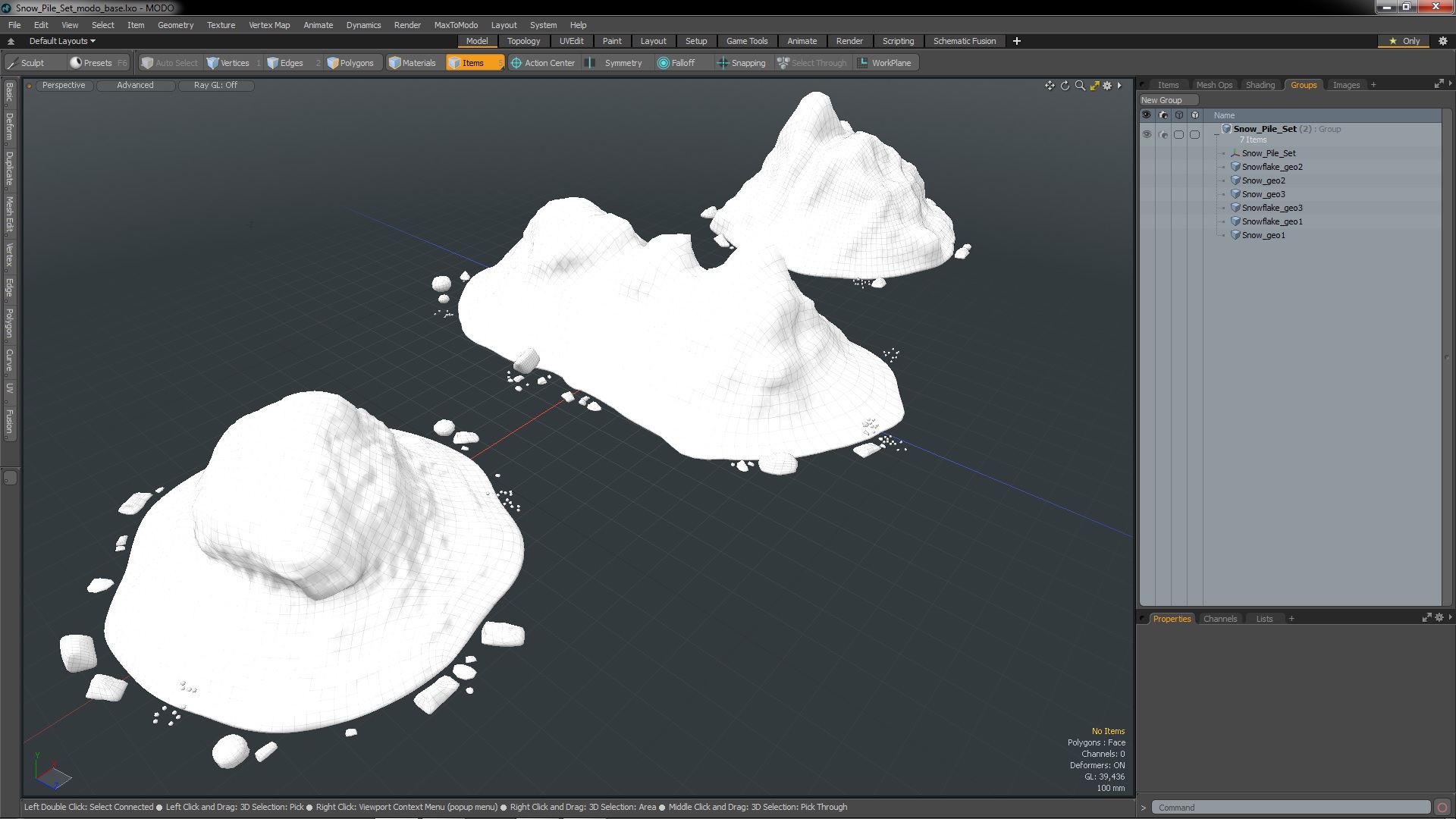 3D Snow Pile Set model
