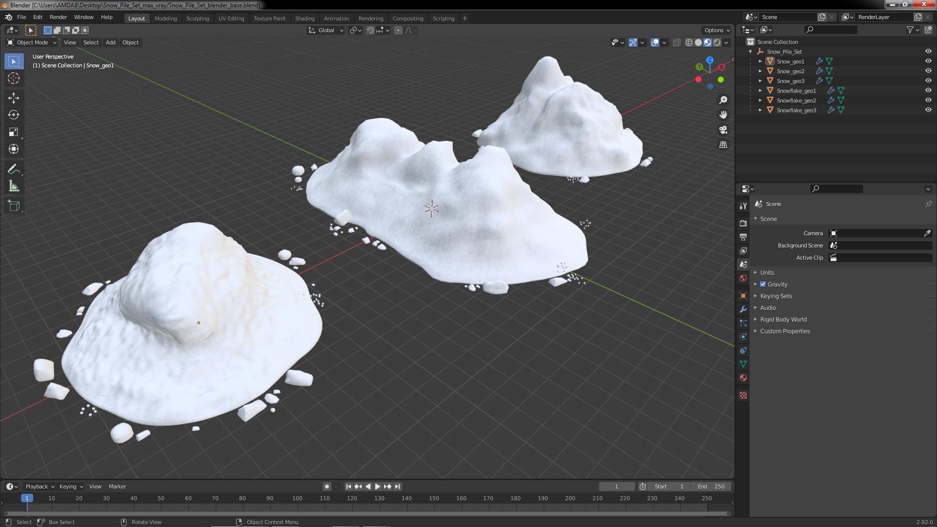 3D Snow Pile Set model
