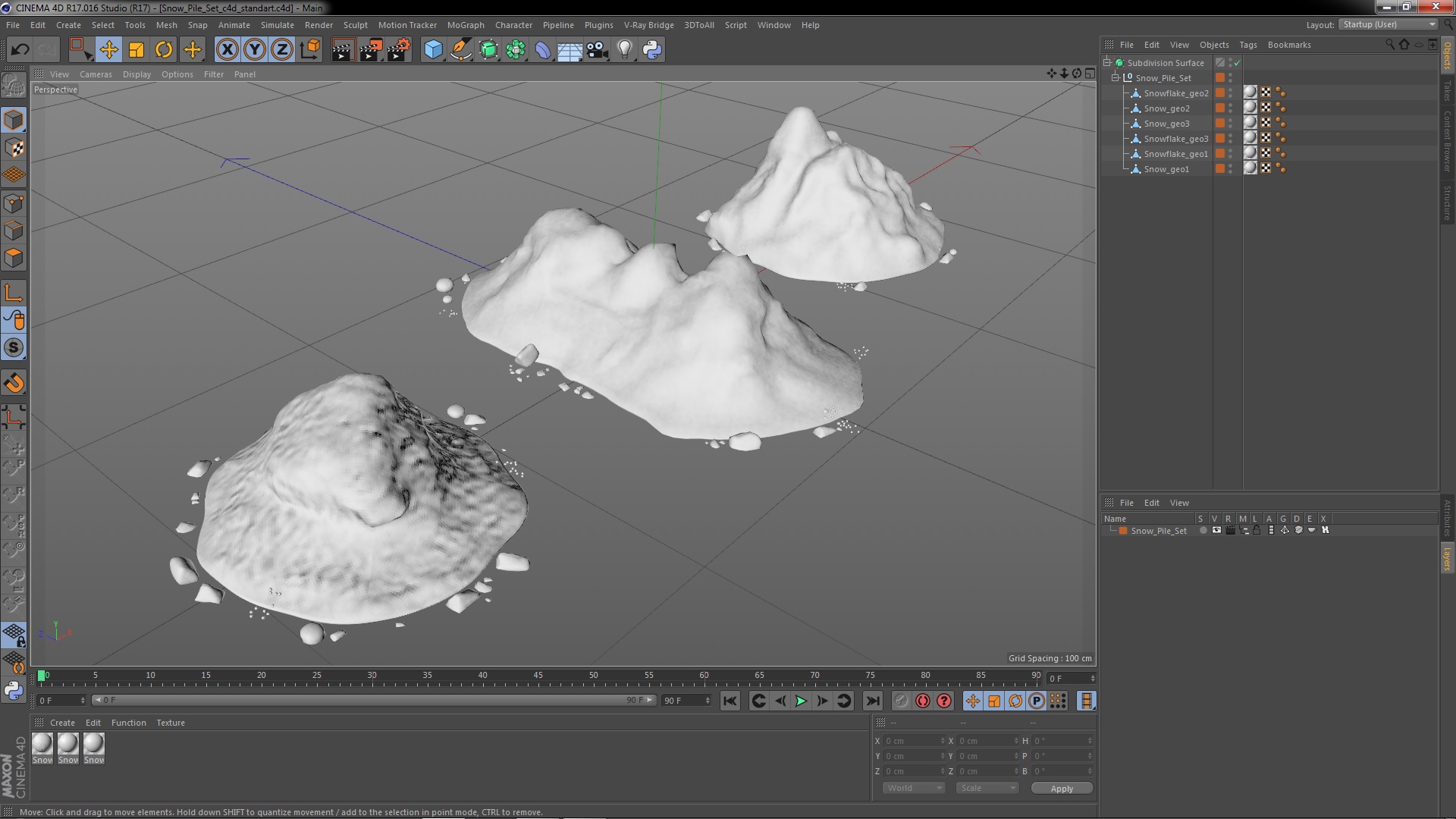 3D Snow Pile Set model