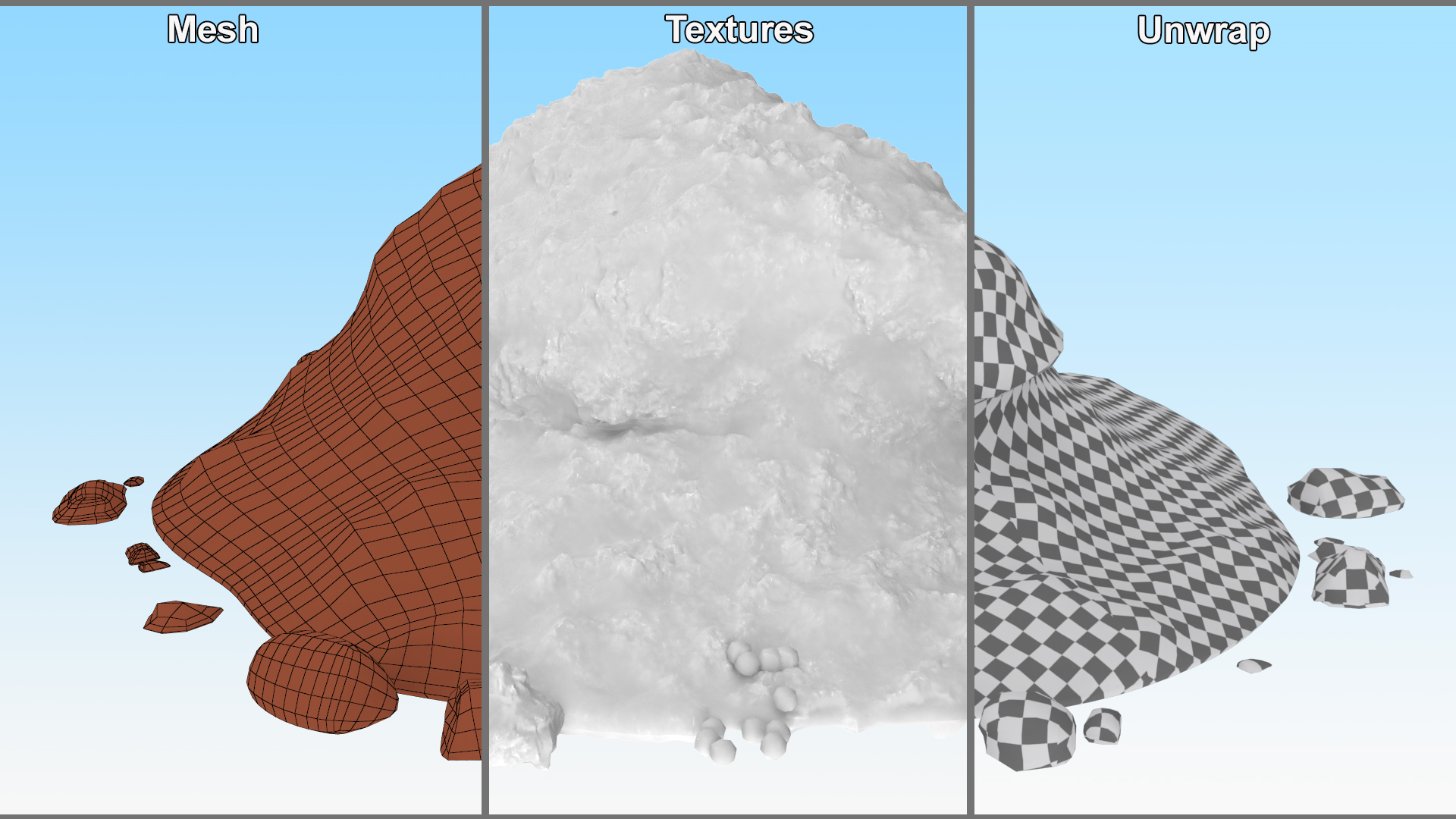 3D Snow Pile Set model