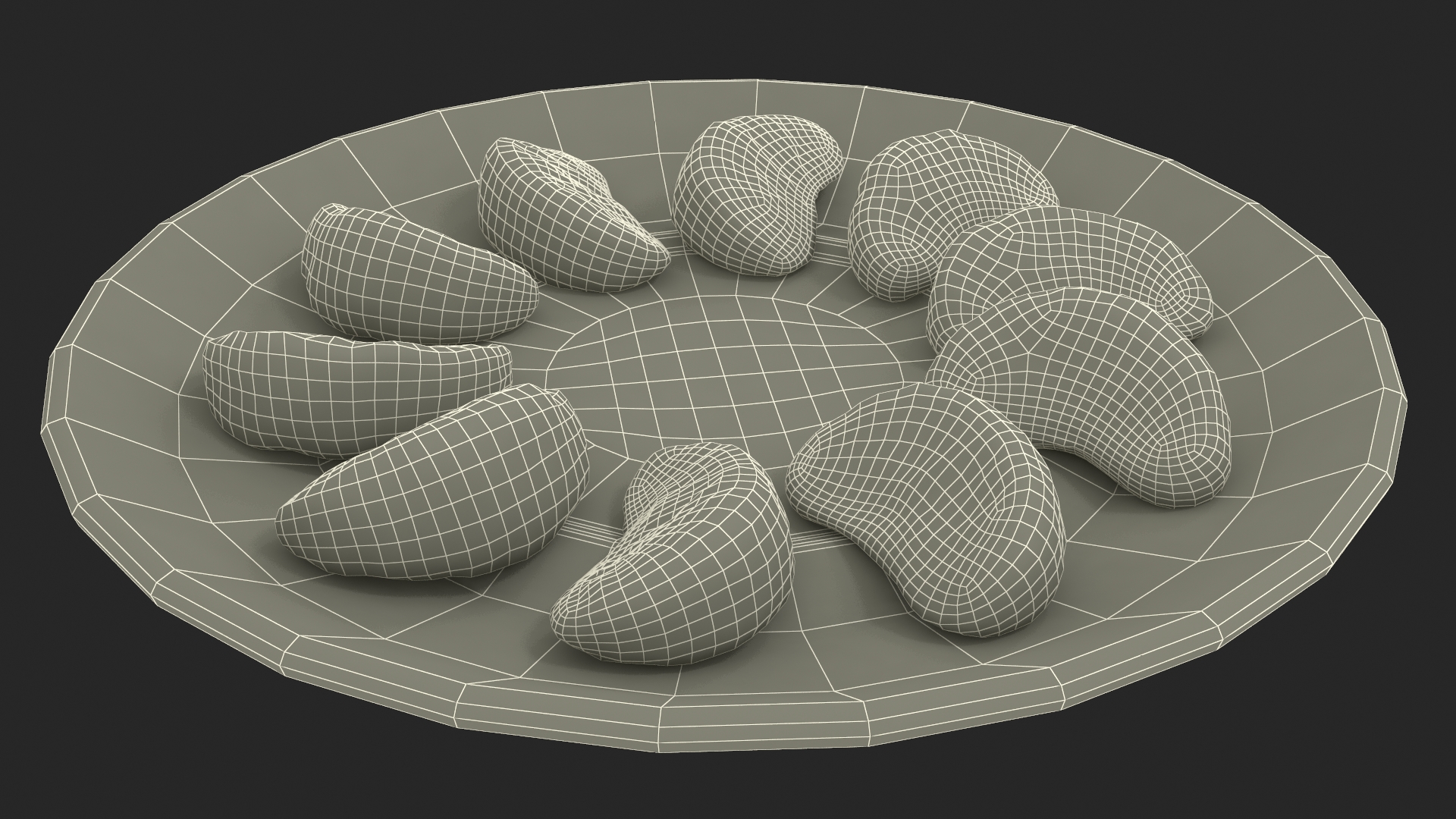 3D Peeled Mandarin Orange Segments on White Plate