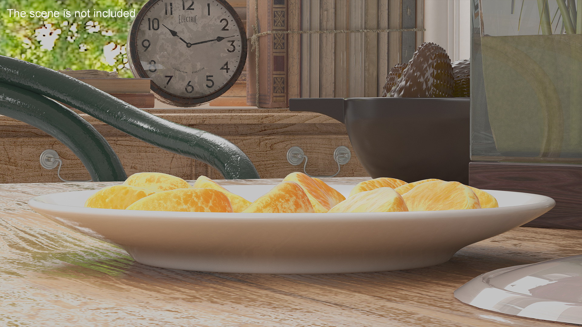 3D Peeled Mandarin Orange Segments on White Plate