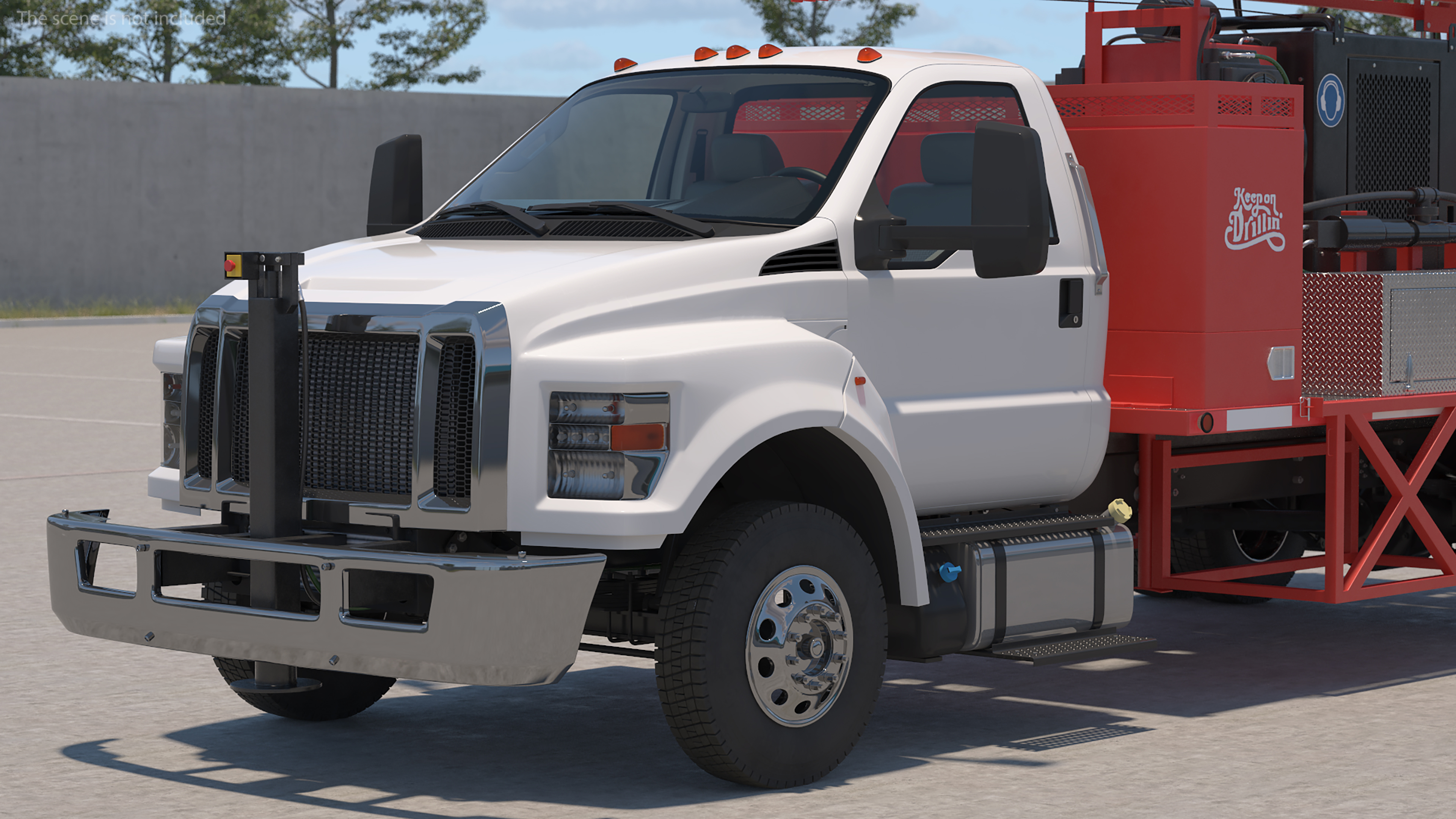 Mobile Drill Truck Mounted Rig Red 3D model