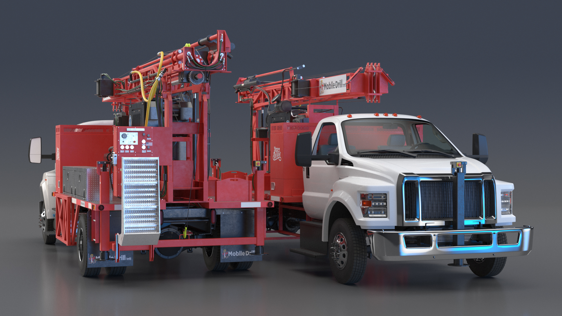 Mobile Drill Truck Mounted Rig Red 3D model