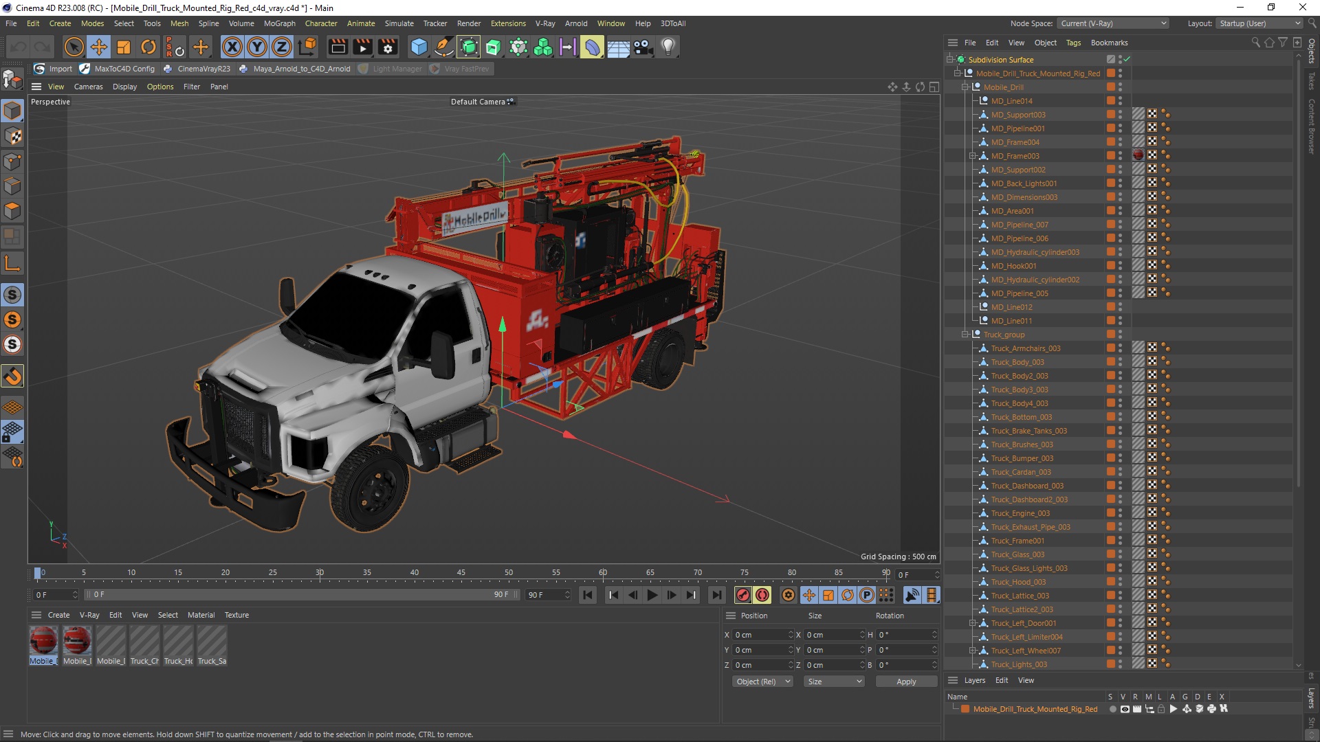 Mobile Drill Truck Mounted Rig Red 3D model