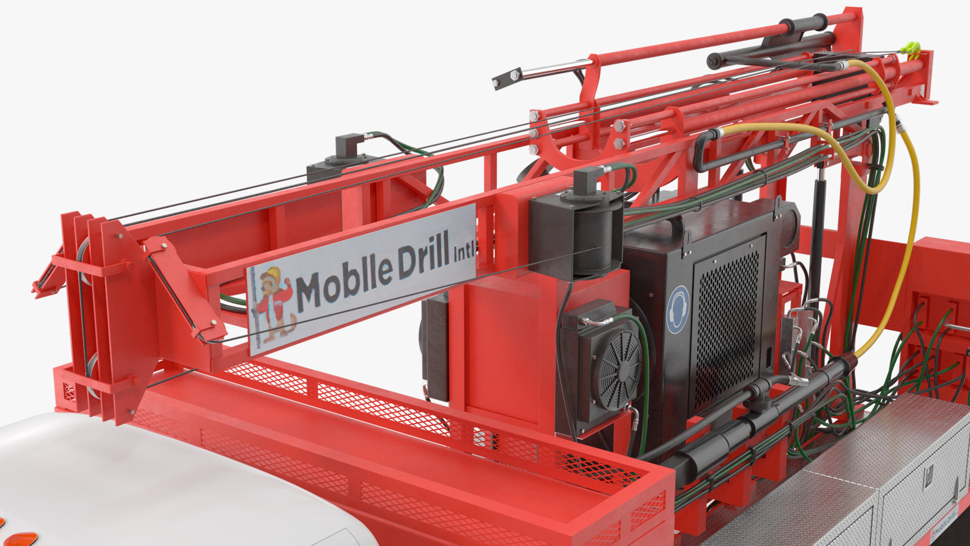 Mobile Drill Truck Mounted Rig Red 3D model