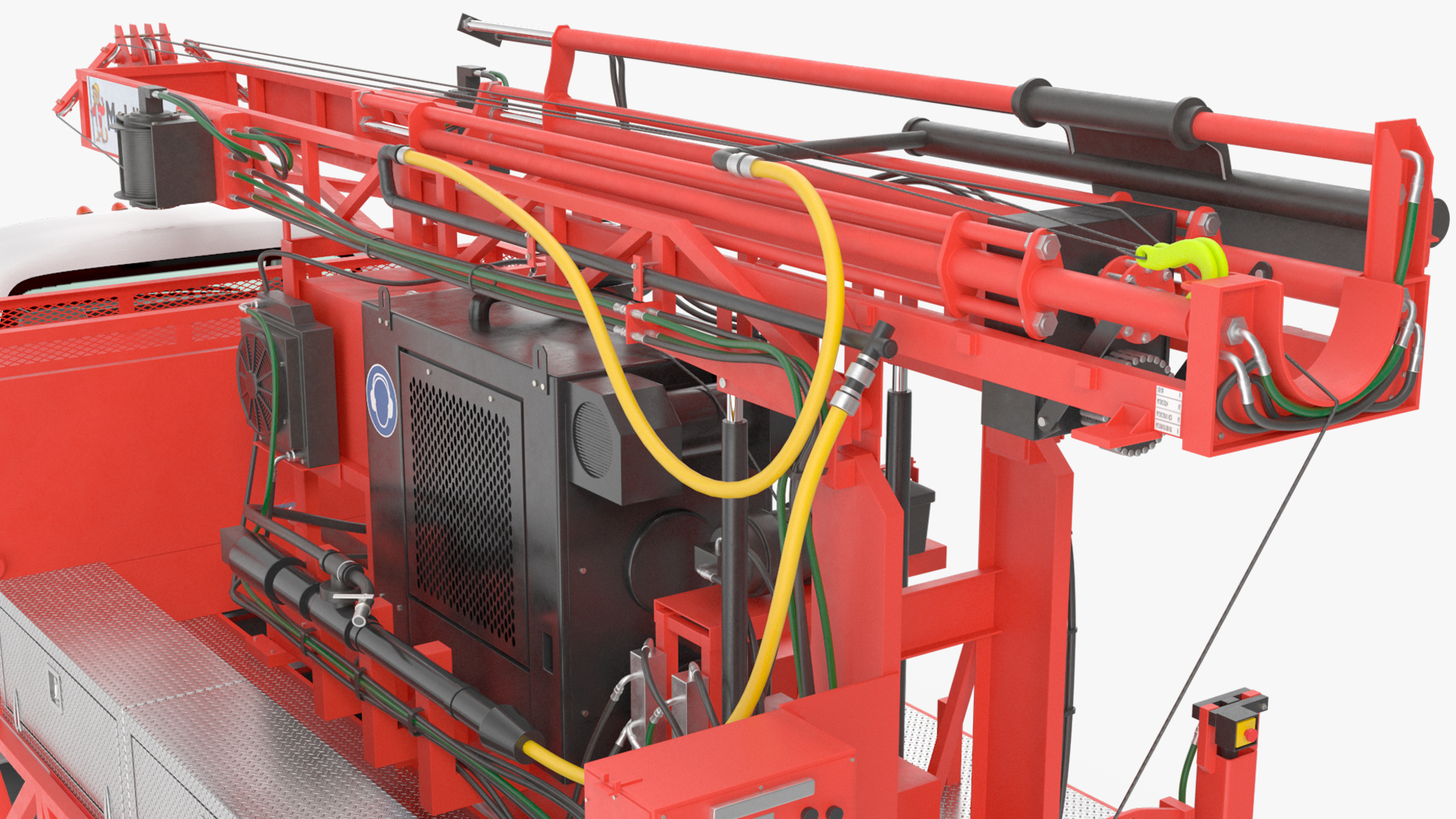 Mobile Drill Truck Mounted Rig Red 3D model