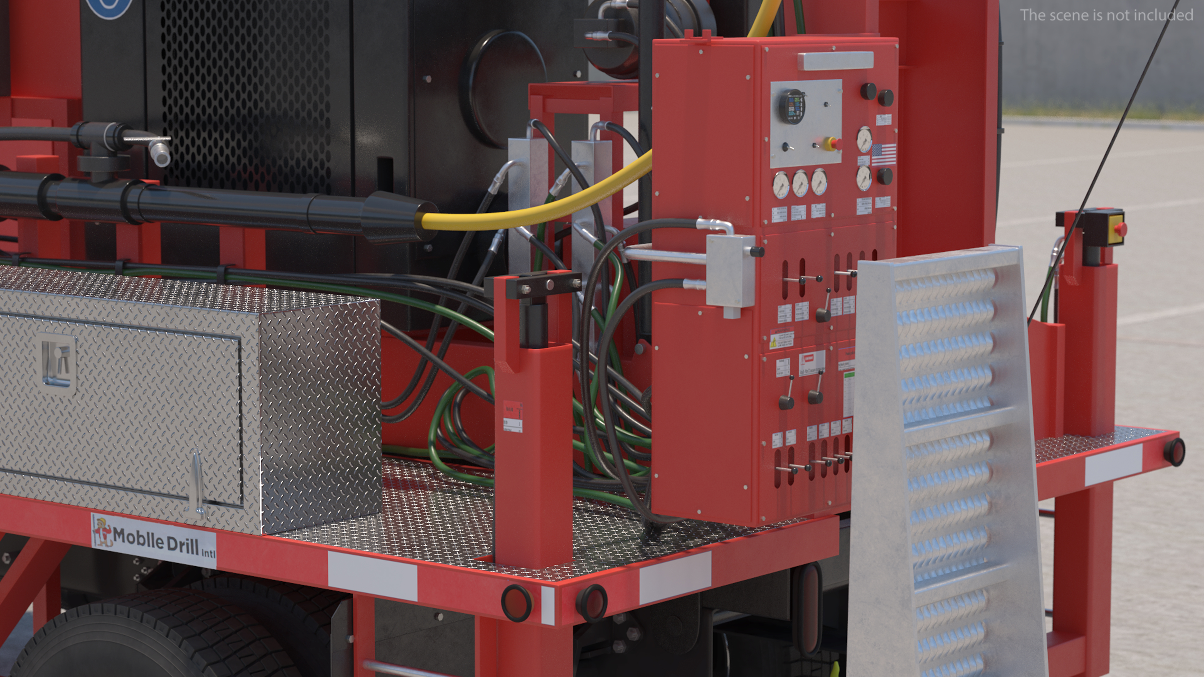 Mobile Drill Truck Mounted Rig Red 3D model