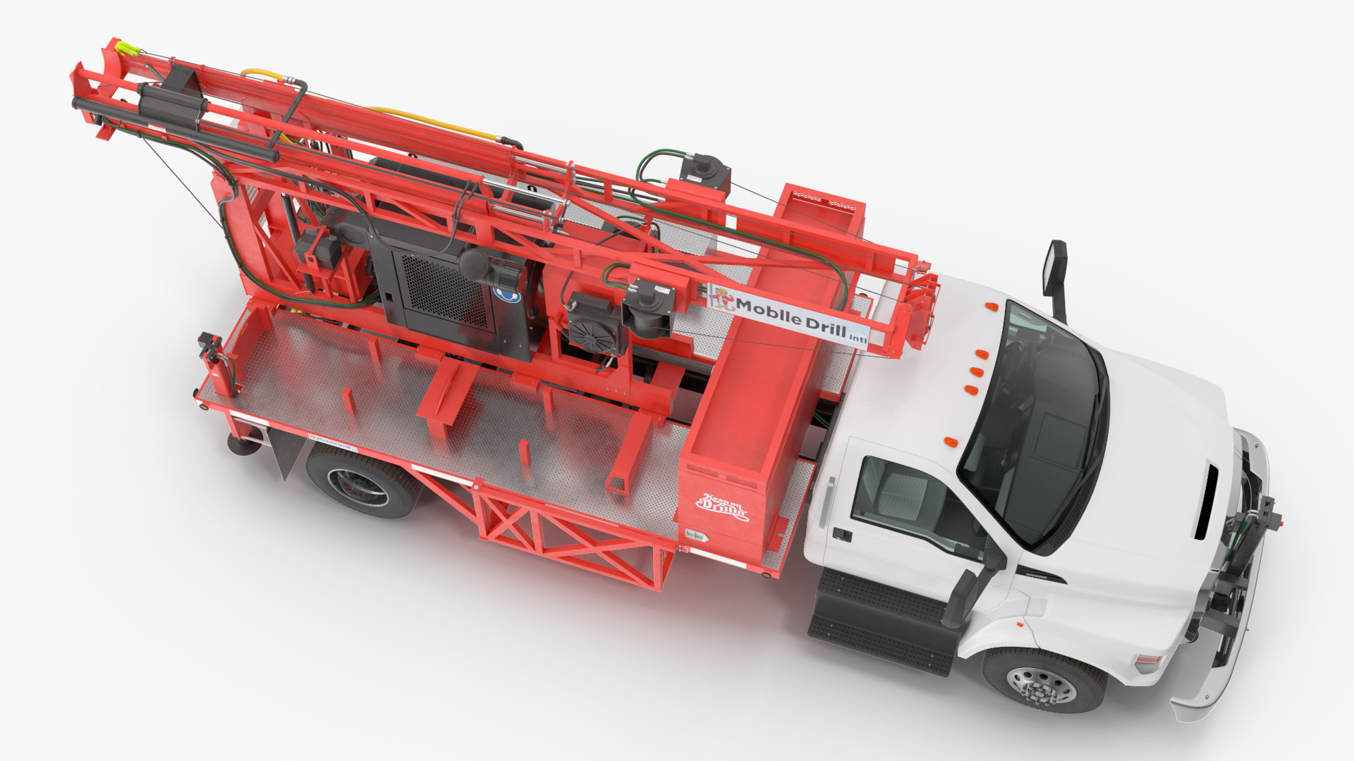 Mobile Drill Truck Mounted Rig Red 3D model