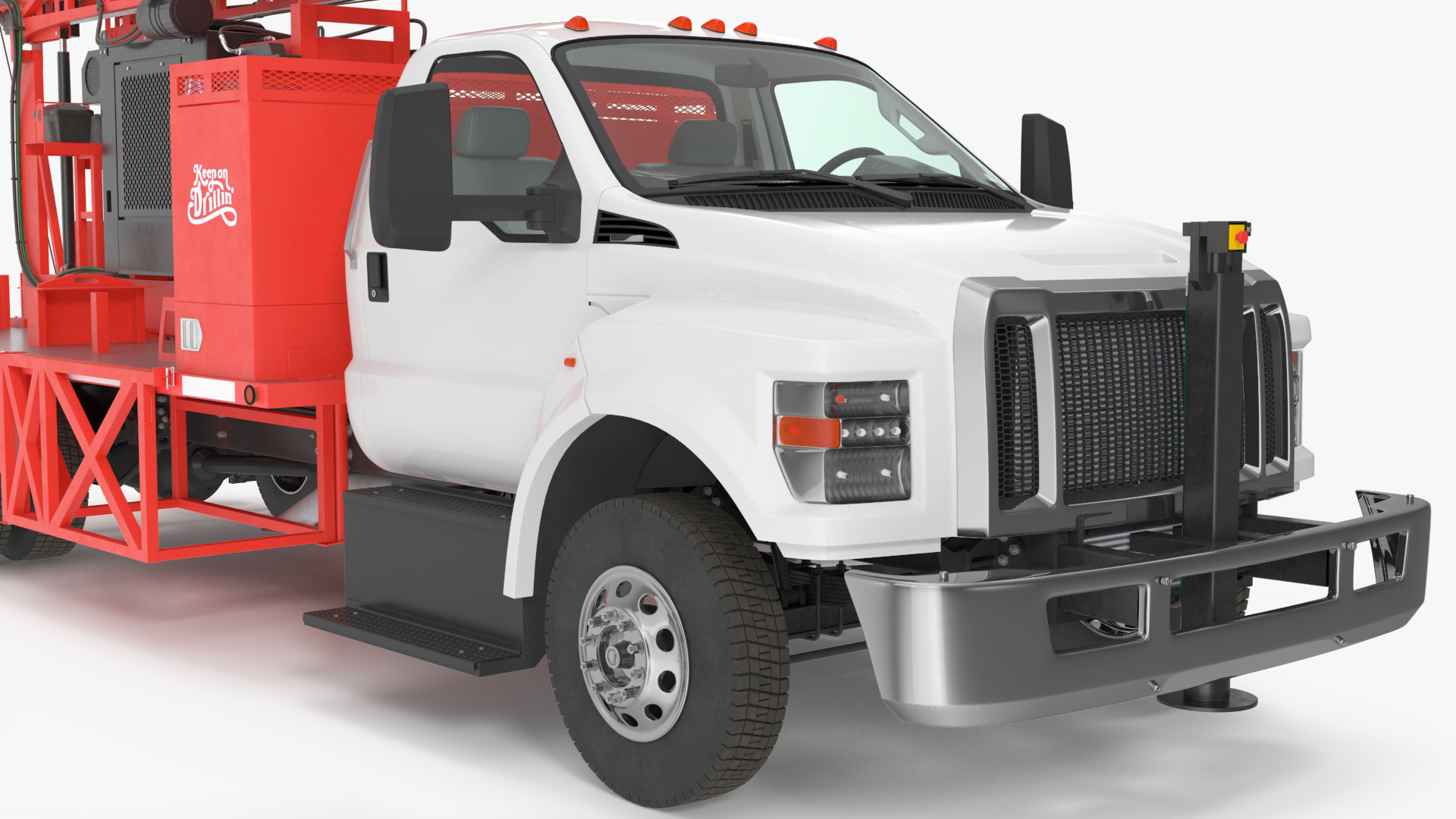 Mobile Drill Truck Mounted Rig Red 3D model