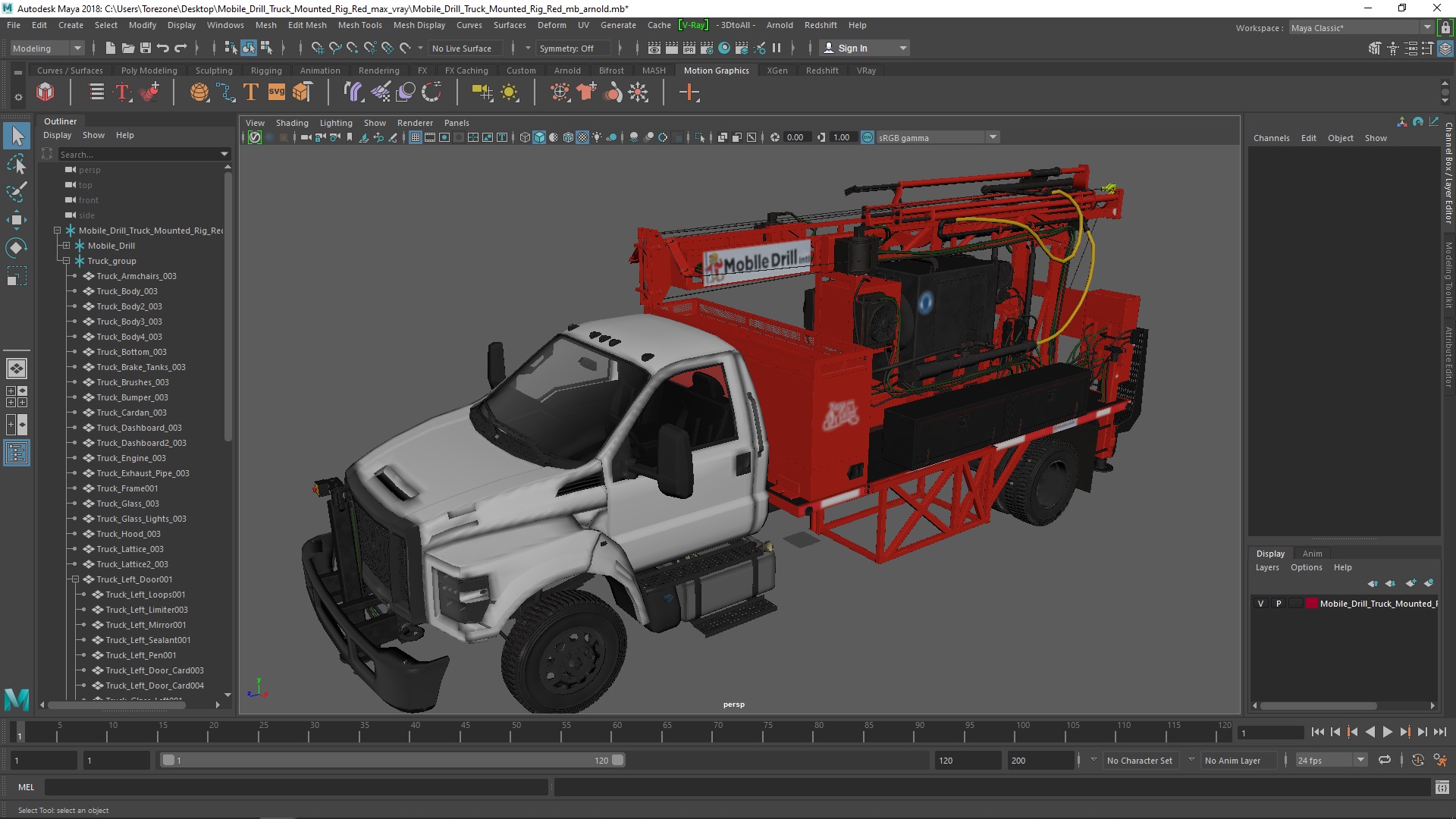 Mobile Drill Truck Mounted Rig Red 3D model