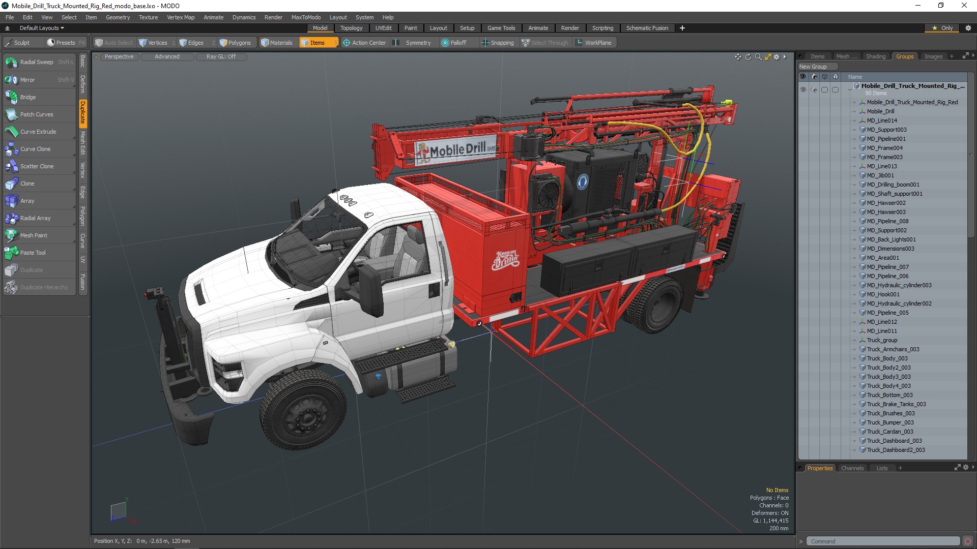Mobile Drill Truck Mounted Rig Red 3D model