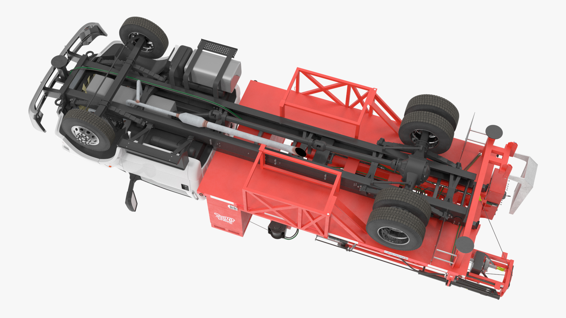 Mobile Drill Truck Mounted Rig Red 3D model