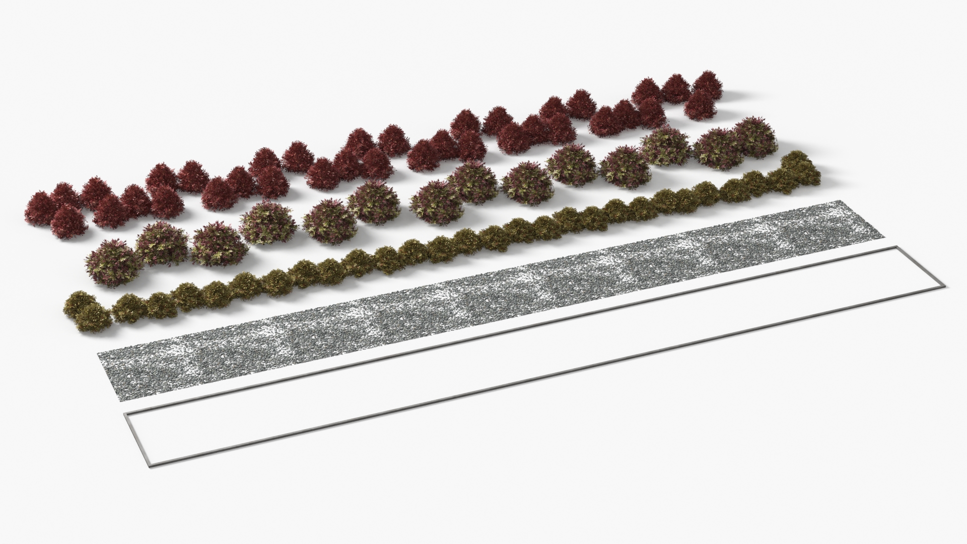 Low Poly Ornamental Shrubs Border Planting Multicolor - view 6