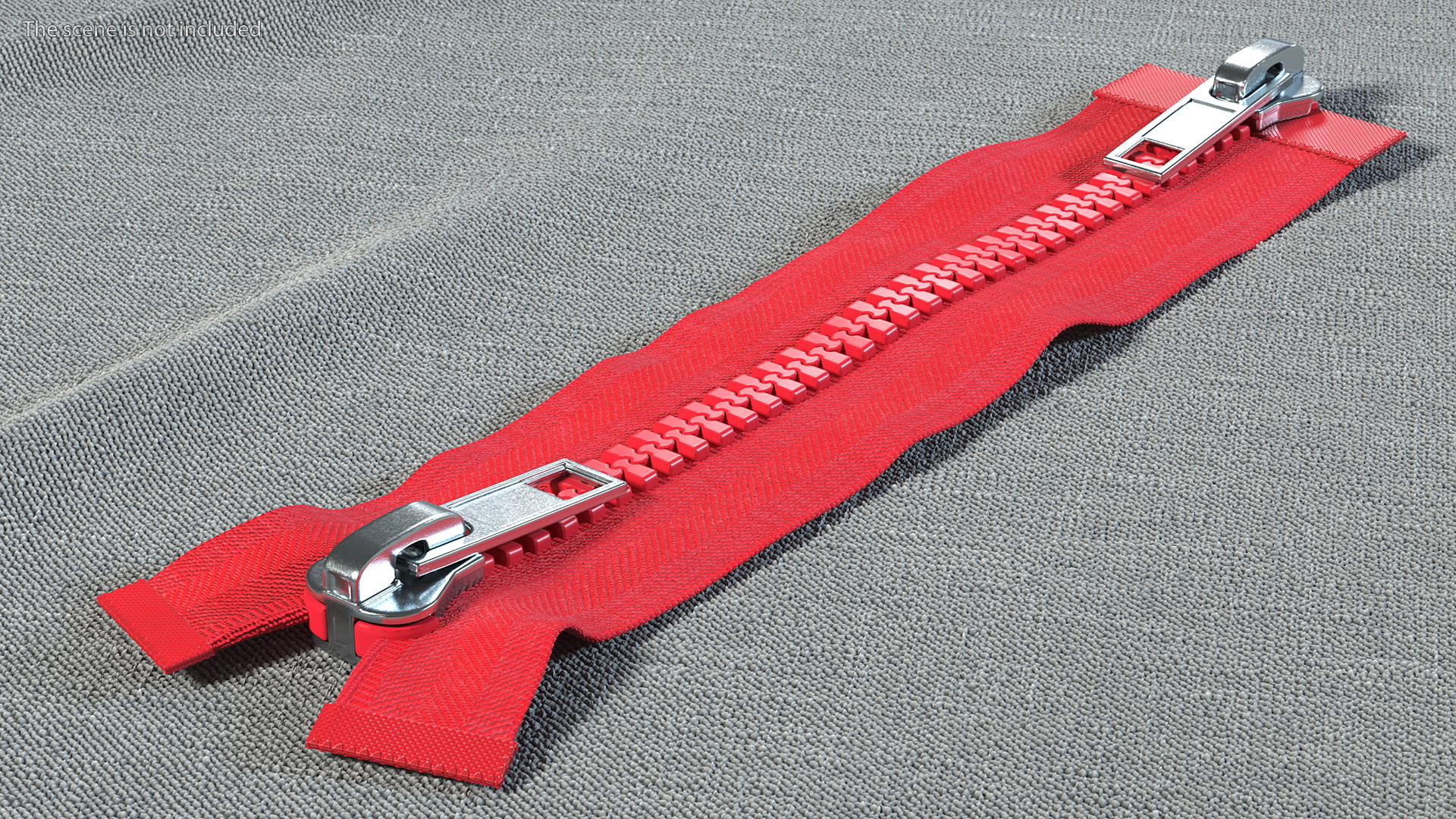 3D model Two Way Zipper Closed Red