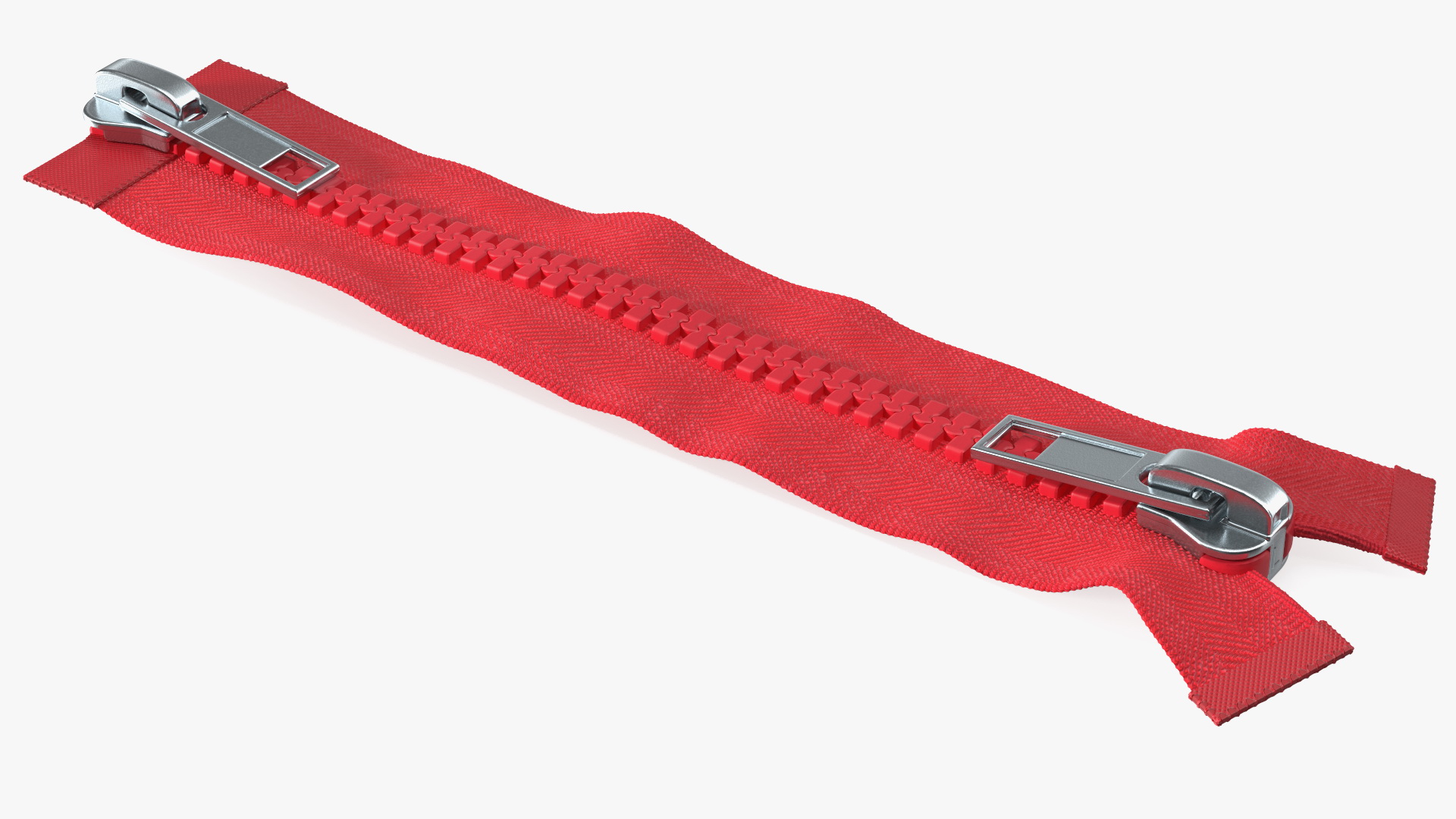 3D model Two Way Zipper Closed Red